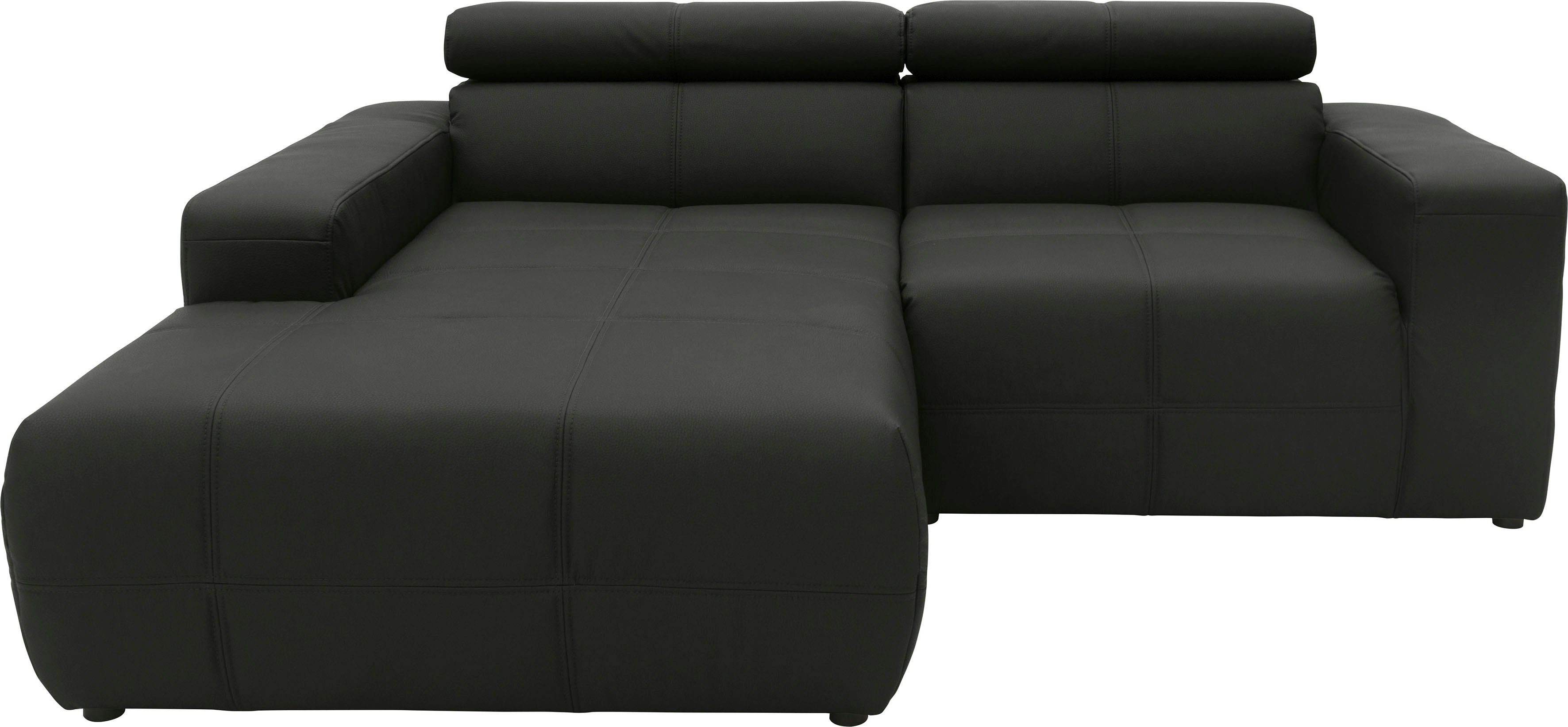 DOMO collection Ecksofa Brandon, inkl. Kopfteilverstellung, B/T/H: 214/100/80 cm, L-Form, Mit Kopfteilverstellung, auch in Leder und Cord, L-Form