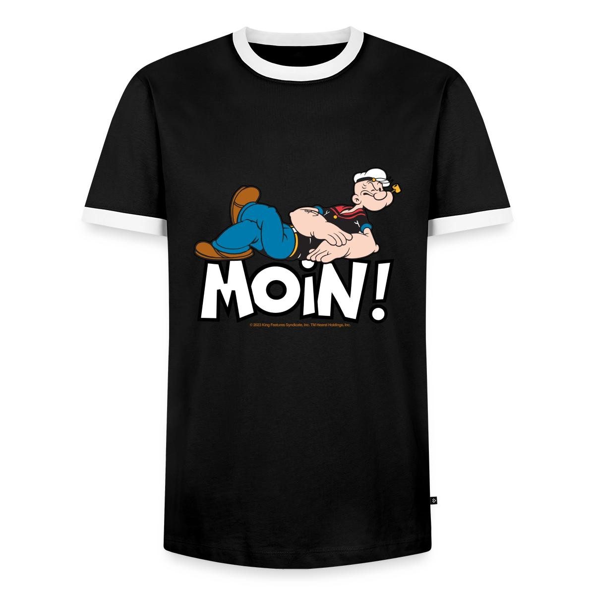 T-Shirt Popeye Faulenzen Mit Schrift Moin Männer Kontrast T-Shirt