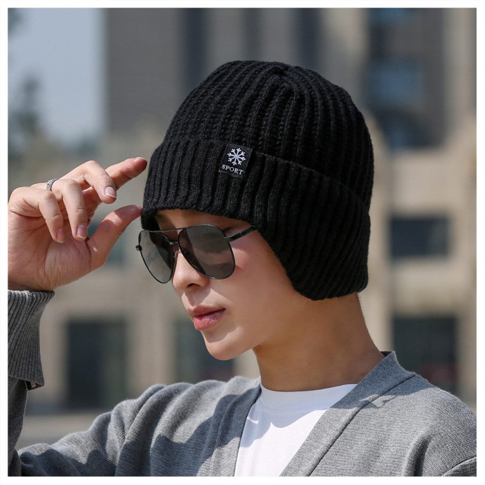 Coonoor Strickmütze Wintermütze Halswärmer Set für Herren Damen Beanie Strickmütze mit Wollfutter und Ohrklappen, Warme Loop Schal
