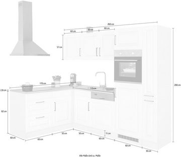 HELD MÖBEL Winkelküche Stockholm, Stellbreite 260/170 cm, mit E-Geräten, MDF Frontenl