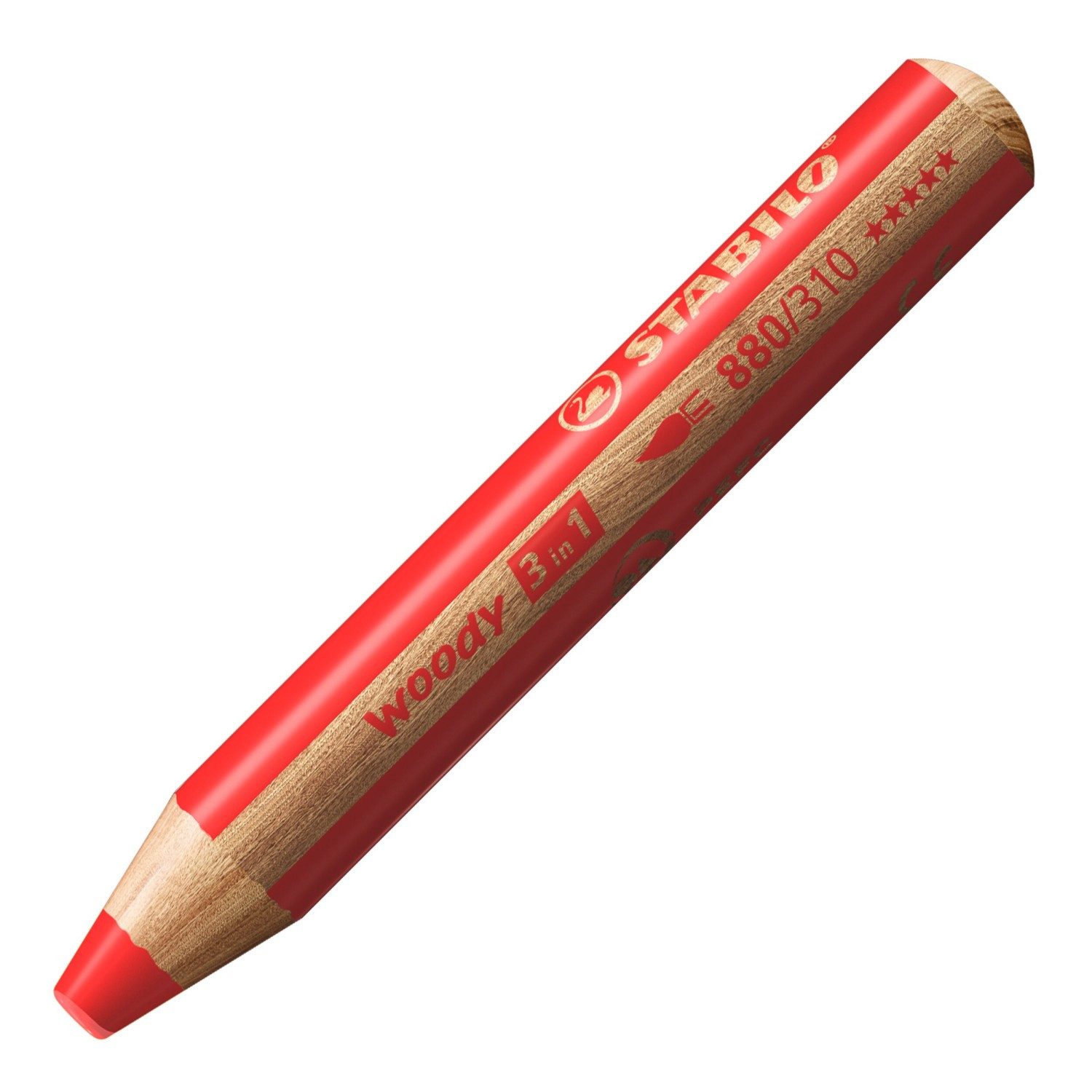 STABILO Wachsmalstift Buntstift Woody 3 in 1 / 12 Standard- & 6 Pastellfarben mit Spitzer, (20-tlg)