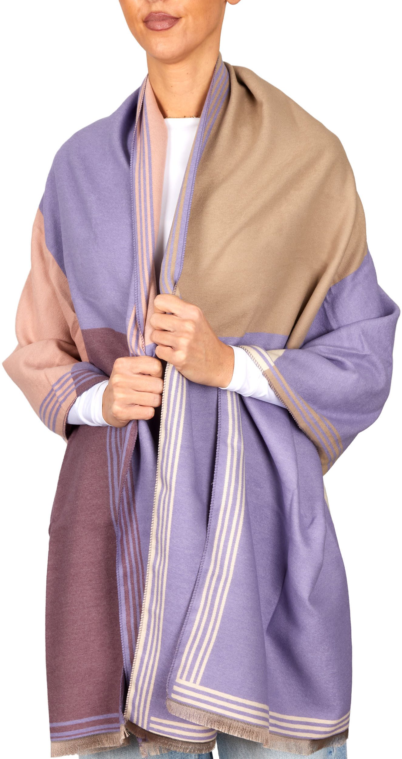 BRUBAKER Schal Cashmirillo Damen Schal mit Quadrat Muster - Warm und Kuschelig, (1-St. Winterschal mit weichem Kaschmir-Gefühl), 70 x 200 cm - Damenschal für Herbst und Winter - Herbstschal