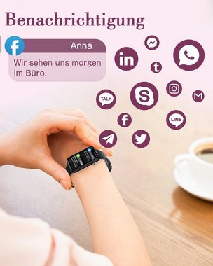 SHANG WING Smartwatch (1,47 Zoll, Android iOS), Fitness Tracker Schrittzähler Pulsuhr SpO2 Messung Wasserdicht IP68