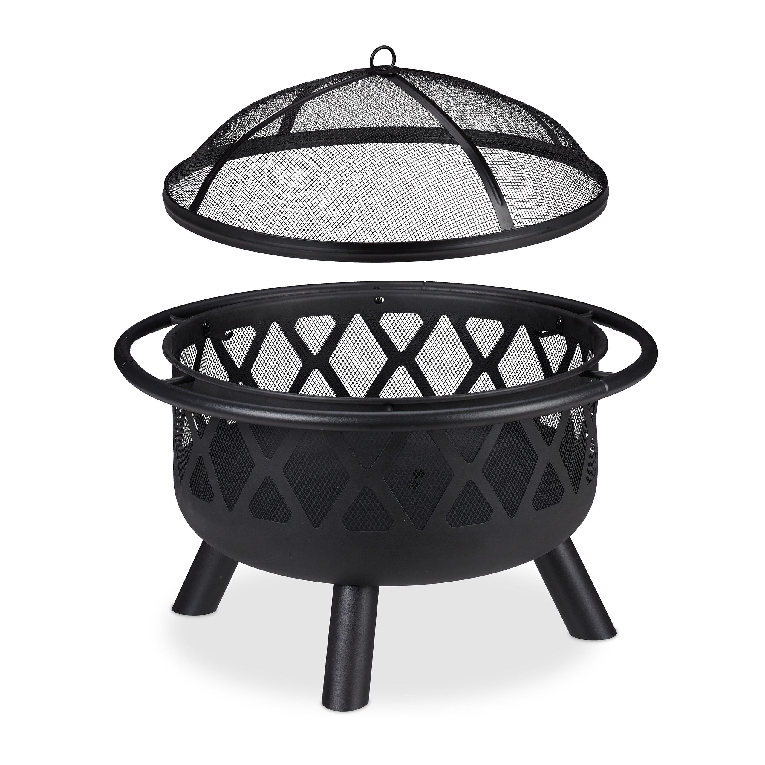 relaxdays Feuerschale mit Funkenschutz