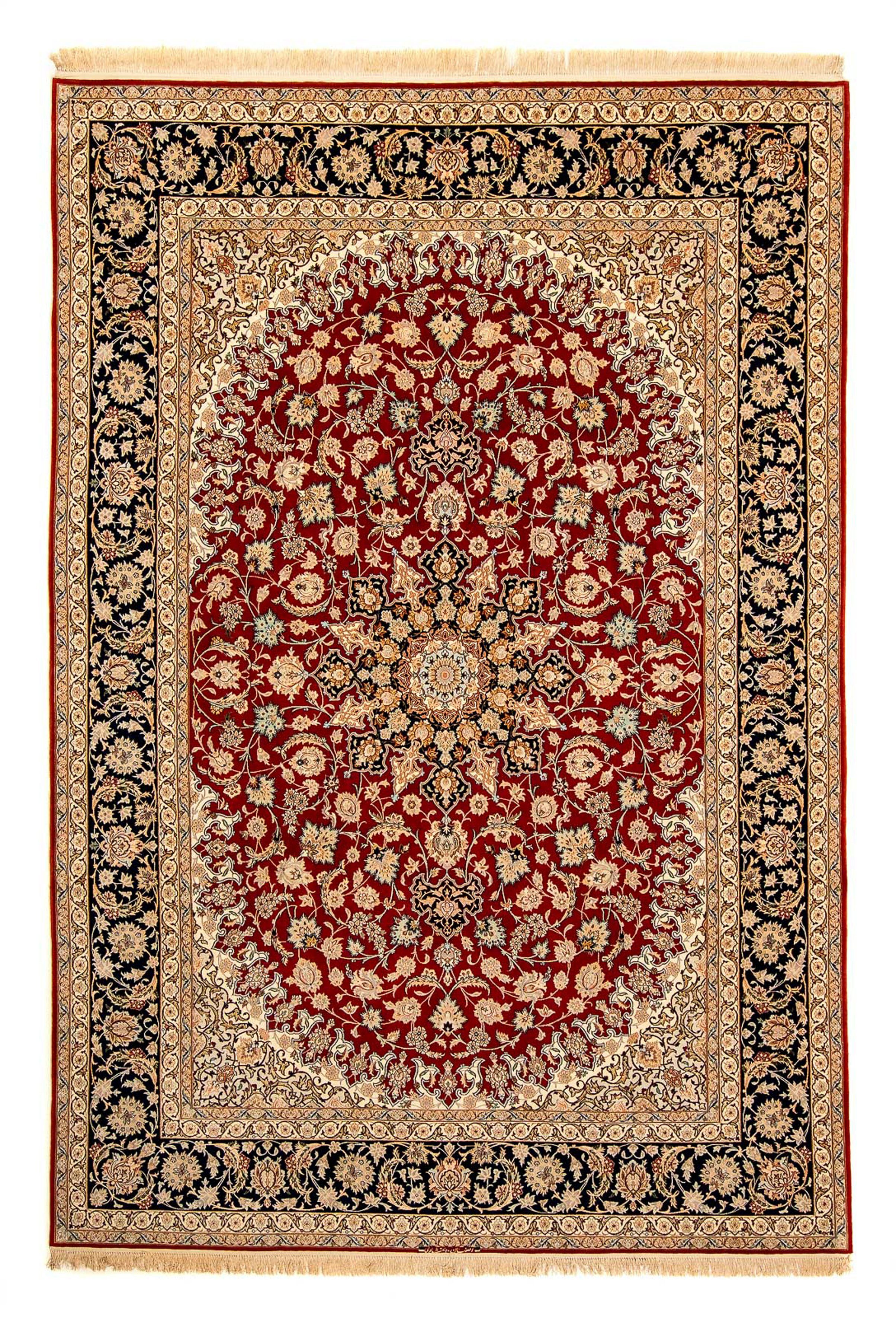 Handgeknüpft, morgenland, x Zertifikat Einzelstück Isfahan Perser Wohnzimmer, Premium - - mit cm Orientteppich dunkelrot, Höhe: - - rechteckig, 249 mm, 6 357