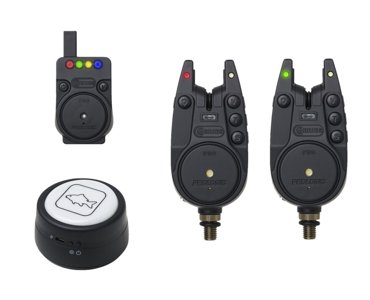 Prologic elektronischer Bissanzeiger C-Series Alarm PRO 2+1+1 3+1+1 Red Green Yellow Funk Bissanzeiger Set, (Spar-Set), Set enthält Bissanzeiger, Empfänger, kabellose Bivvyleuchte und Koffer