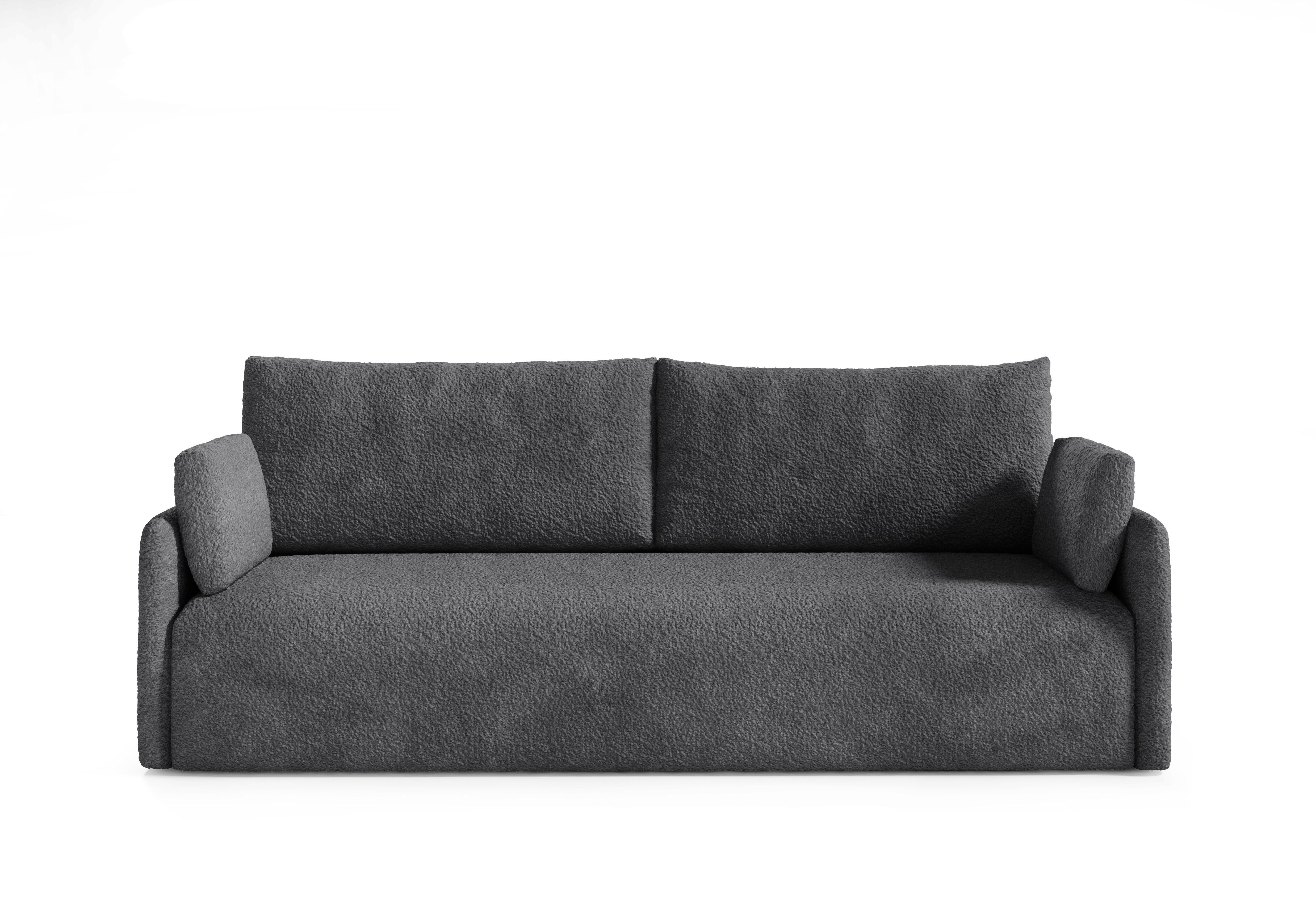 Dunkles Grau Schlafsofa mit - | 08 - Grau - Ausklappfunktion moebelfaktor Grau Dunkles Mino 08 08 Dunkles | 3-Sitzer,