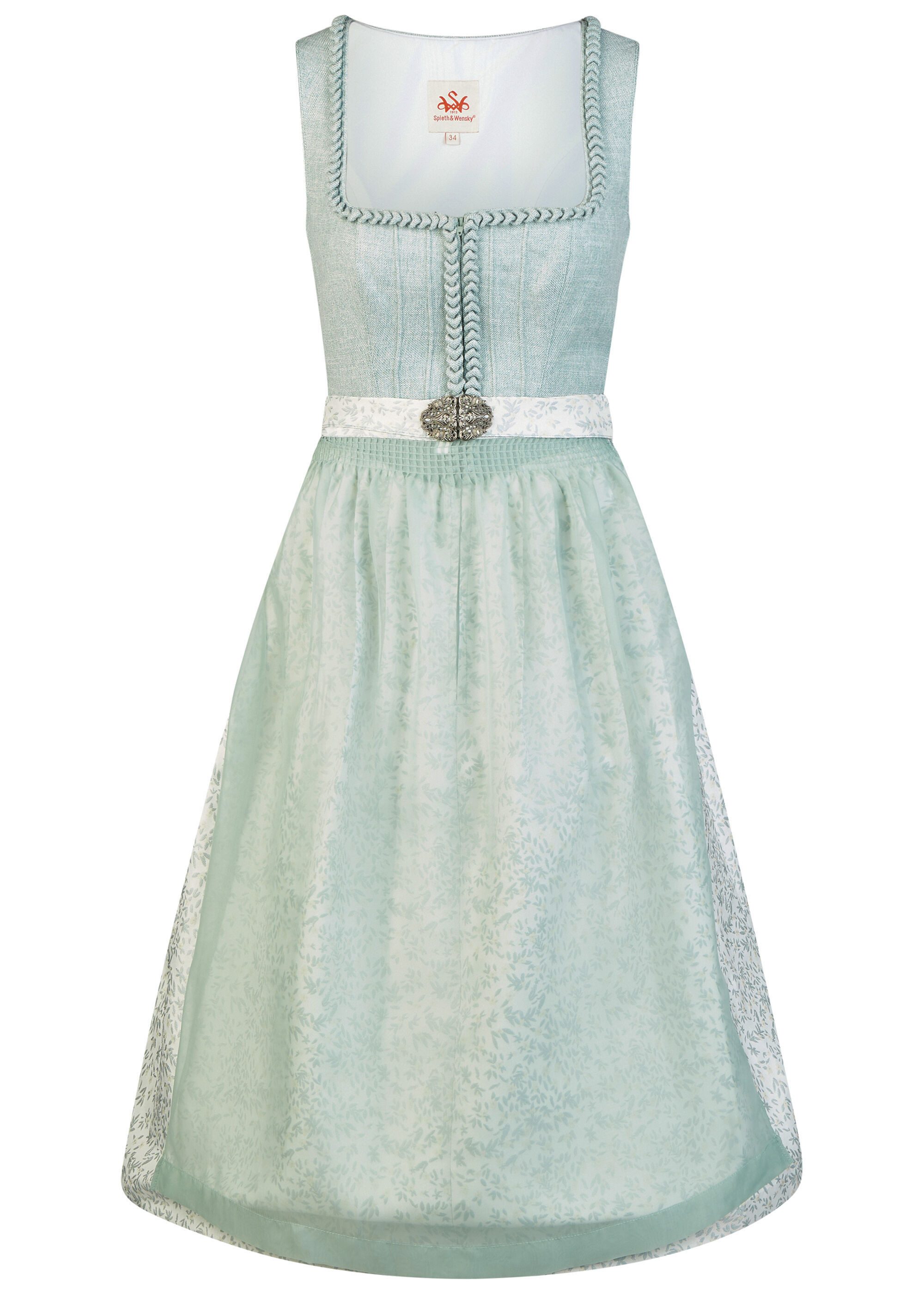 Spieth & Wensky Dirndl Hala in feine Leinenoptik und dekorative Zopfborte