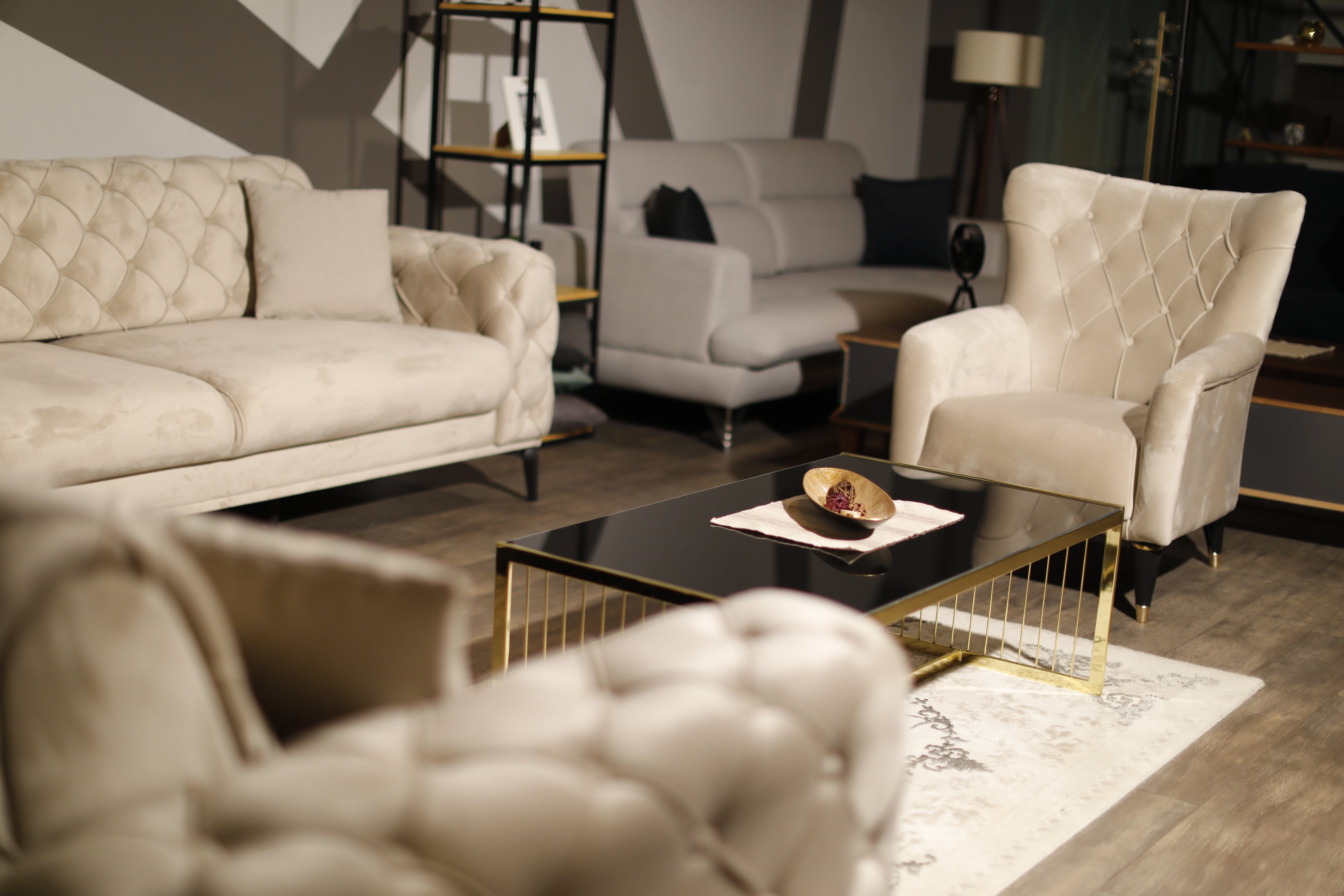 Möbeldreams Chesterfield-Sofa Sofa-Set Arizona Chesterfield Couch Schlaffunktion aus Samt