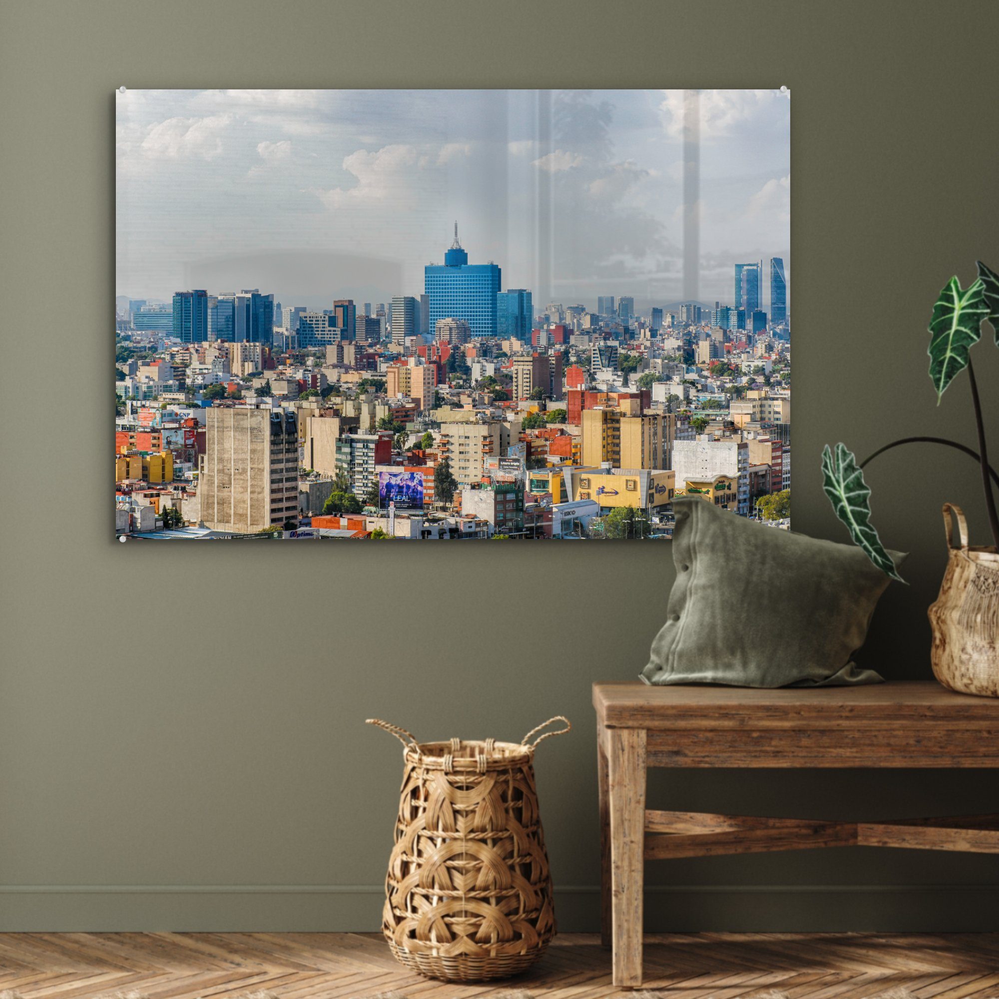 Acrylglasbilder Schlafzimmer Wohnzimmer St), (1 Amerika, - Acrylglasbild - & Mexiko MuchoWow Skyline