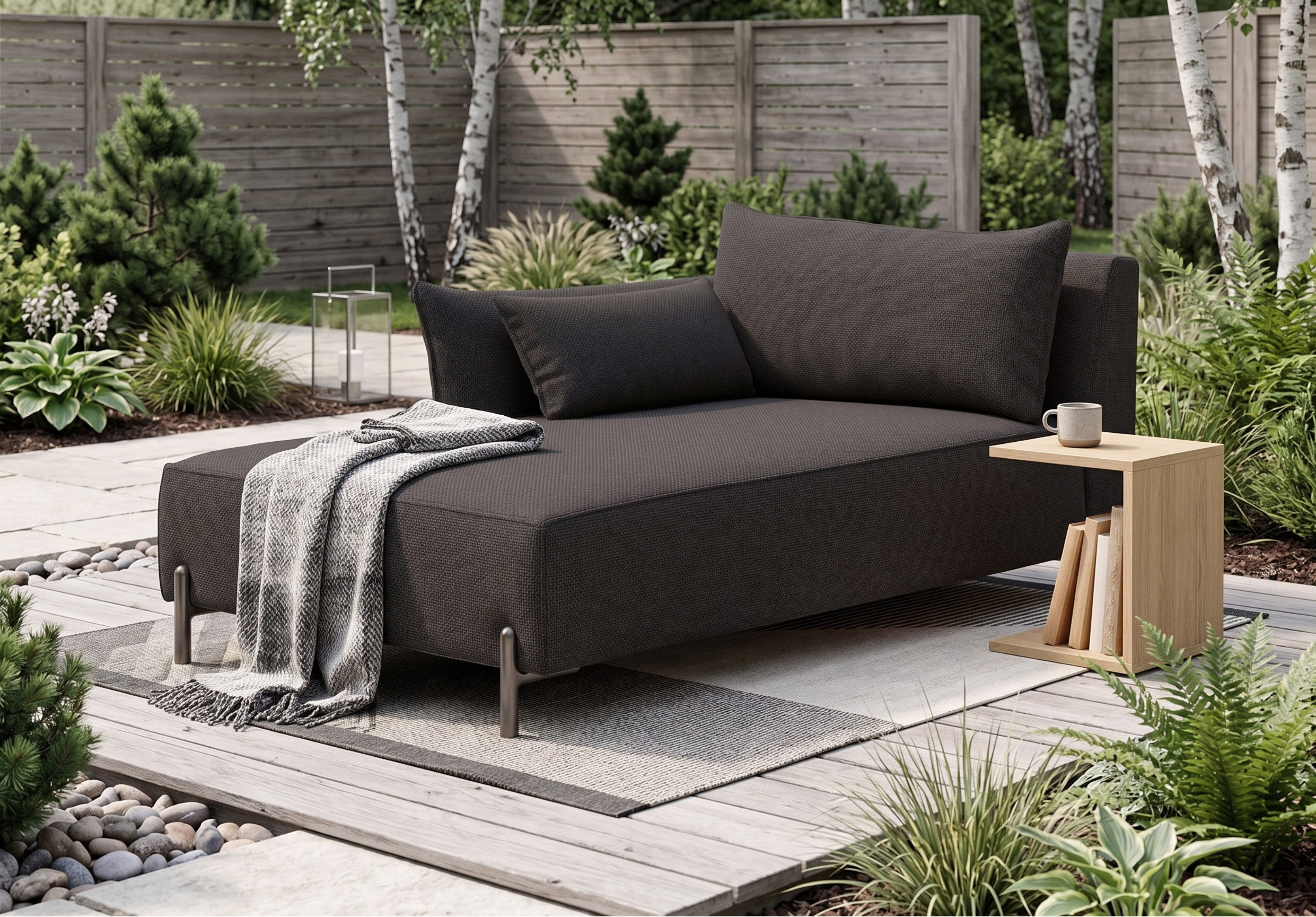 Kaiser Möbel Chaiselongue für Terrasse und Garten, Stoff Sunlight, SUNMEE, Outdoor-Premiumstoff, Wetterbeständig, Lounge-Design