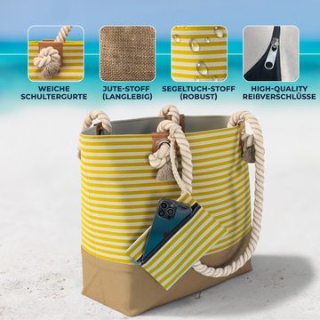 furora HOLIDAY Strandtasche Badetasche mit Reißverschluss & 2x Innentaschen, Beach Bag XXL
