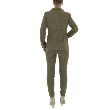 Ital-Design Anzug Damen Elegant (86365240) Knopfleiste Zweiteiler in Khaki