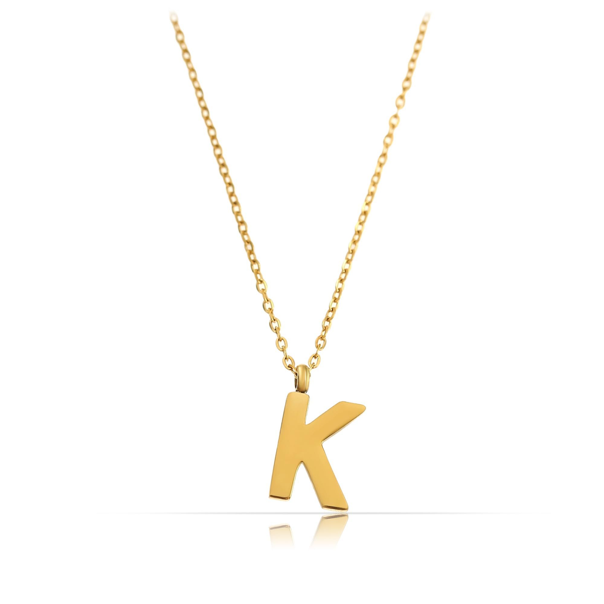 Made by Nami Kette mit Anhänger Edelstahlkette mit Buchstaben Anhänger Gold Schmuck Damen, Geschenk Freundin 40 + 5 cm Länge Wasserfest