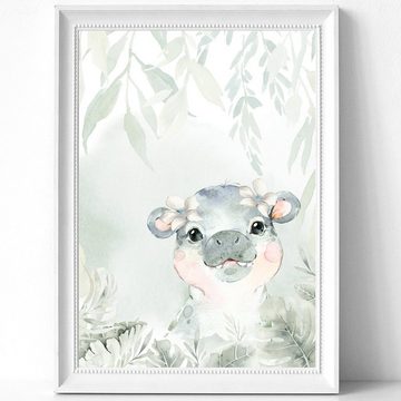 homestyle-accessoires Poster Bilderset Kinderbilder Babyzimmer WILDTIERE pastell 4er SET DIN A4 ODER DIN A3 Prints --- VERSANDKOSTENFREI ---, Ohne Bilderrahmen