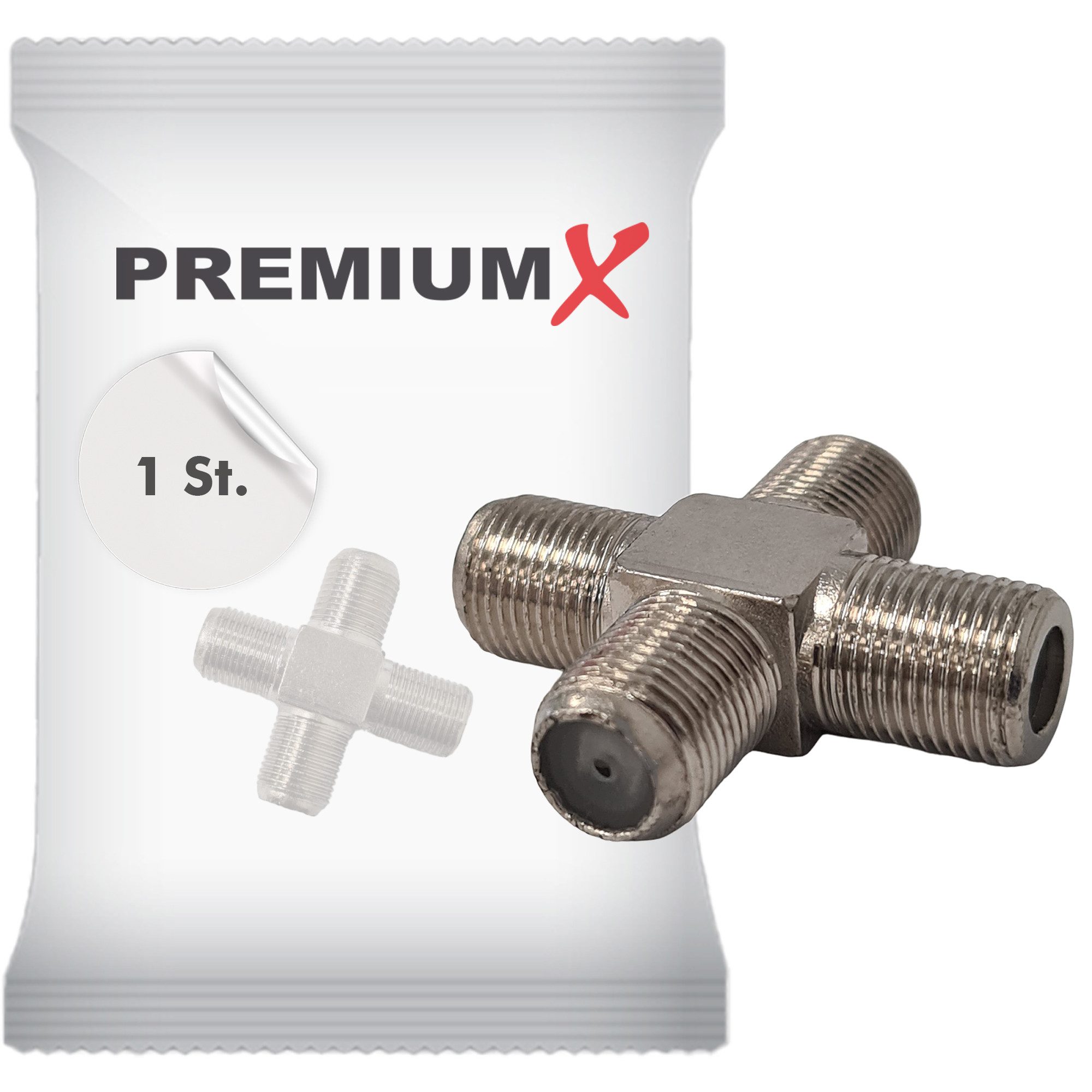 PremiumX F-Adapter 4x F-Buchse Verbinder Splitter Koax- und Antennenkabel SAT-Kabel