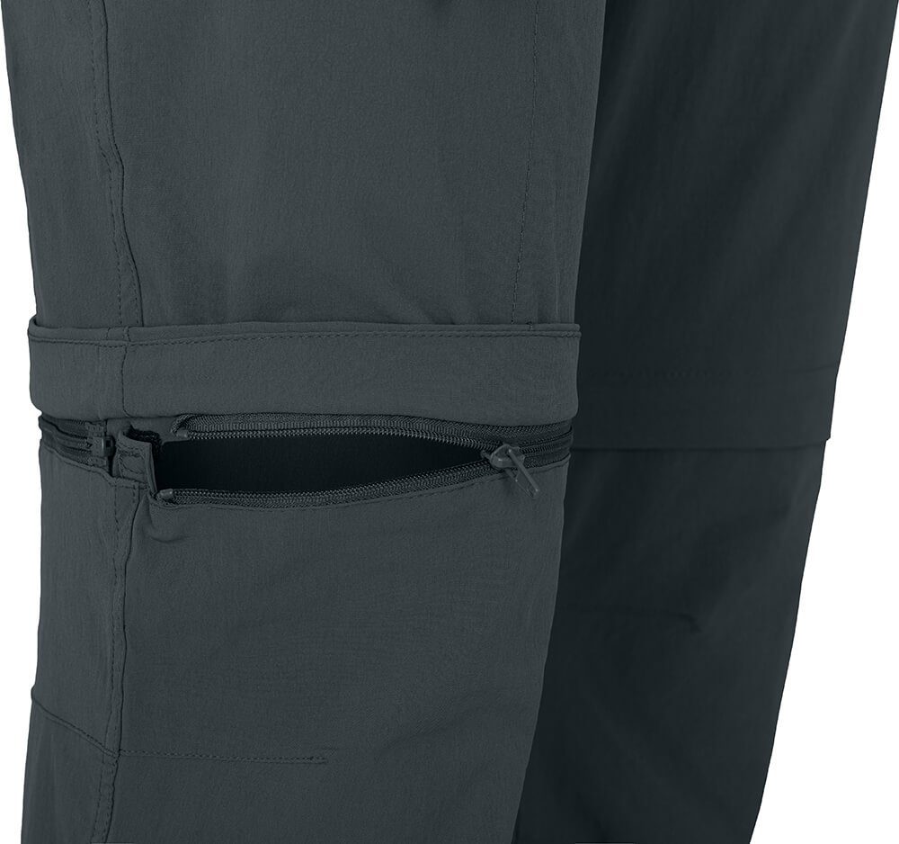 Bergson Zip-off-Hose YORK Zipp-Off Damen Wanderhose, vielseitig, pflegeleicht, Langgrößen, dunkel grau
