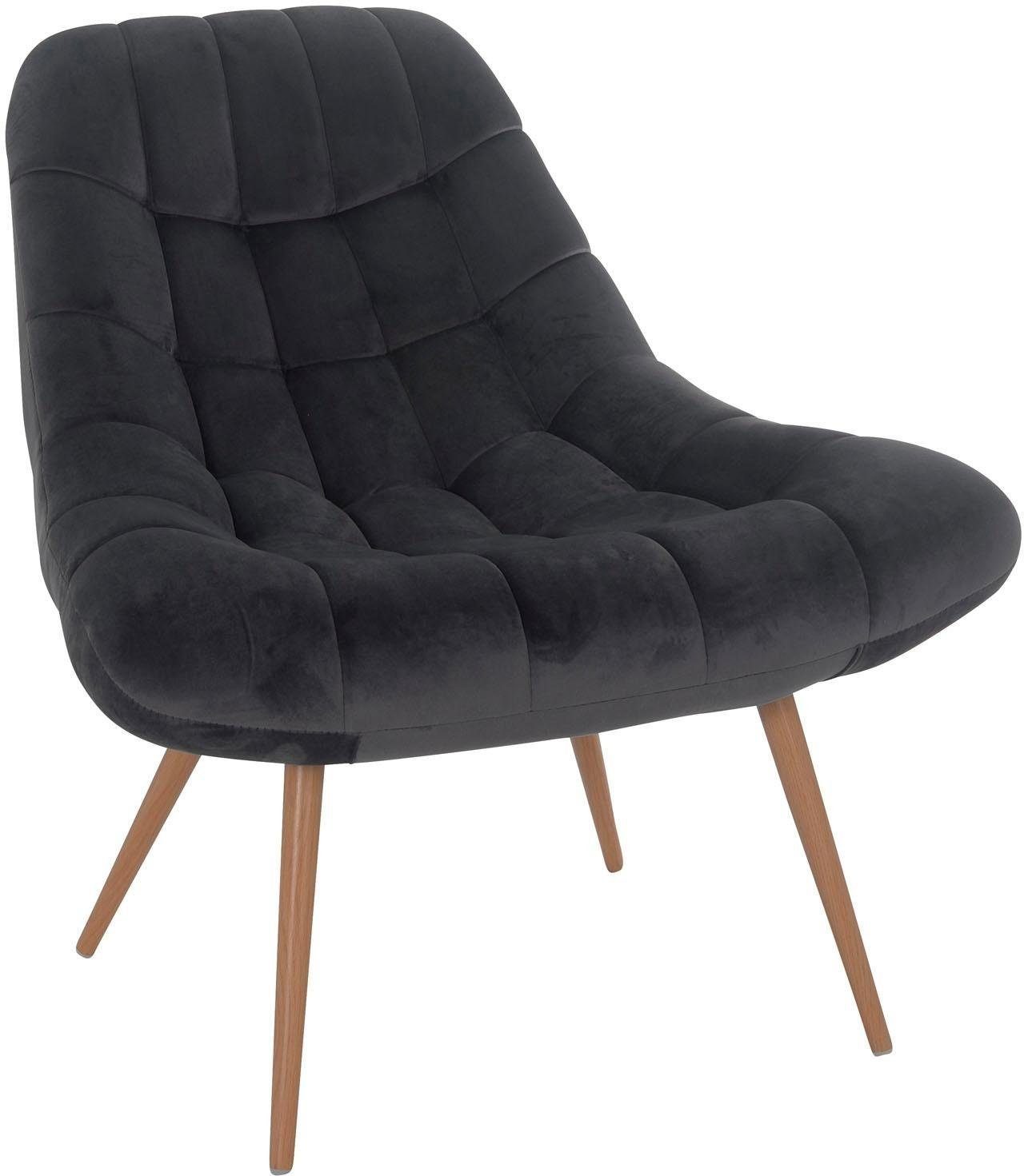 SalesFever Relaxsessel Toulon - Komfortabler Loungesessel, mit XXL-Steppung, mit schwarzen oder naturfarbenen Beinen