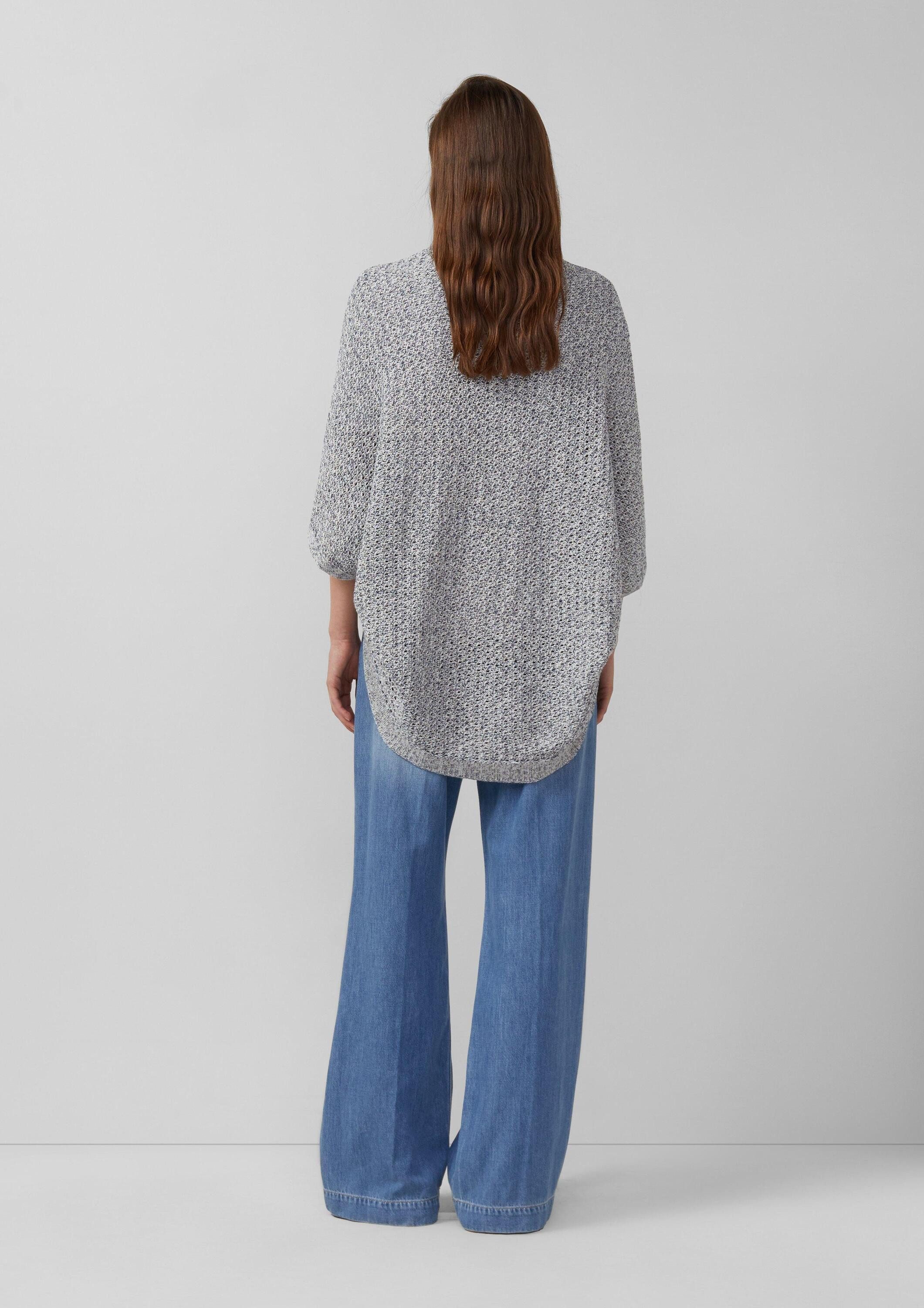 s.Oliver Poncho Indoor-Poncho Leichter Strick-Poncho aus Baumwollmix in O-Shape