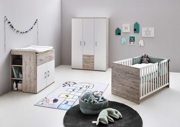 Lüttenhütt Babyzimmer-Komplettset Rieke, (Set, 4-St., Kinderbett, Regal, Schrank, Wickelkommode), Made in Germany; mit Kinderbett, Regal, Schrank und Wickelkommode