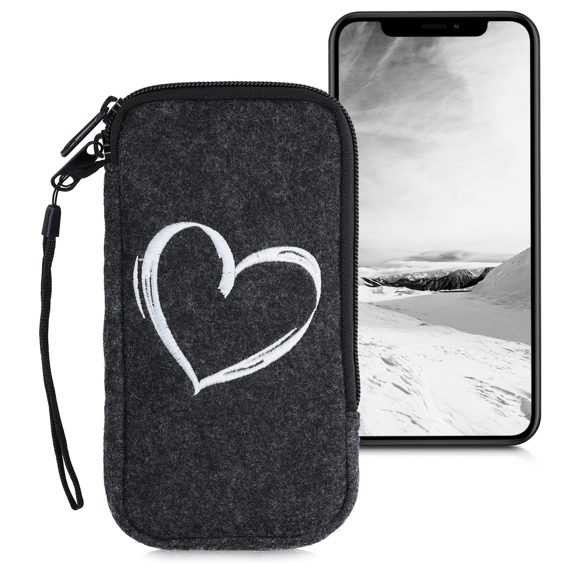 kwmobile Handytasche Handytasche für Smartphones XL - 6,7/6,8" (1-tlg), Handy Filztasche - 17,2 x 8,4 cm Innenmaße