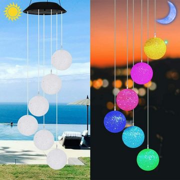 LETGOSPT LED Solarleuchte Solar Windspiel Außen, bunt,Wind Chime Light