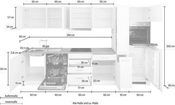HELD MÖBEL Küchenzeile Visby, mit E-Geräten, Breite 330 cm inkl. Kühlschrank und Geschirrspüler