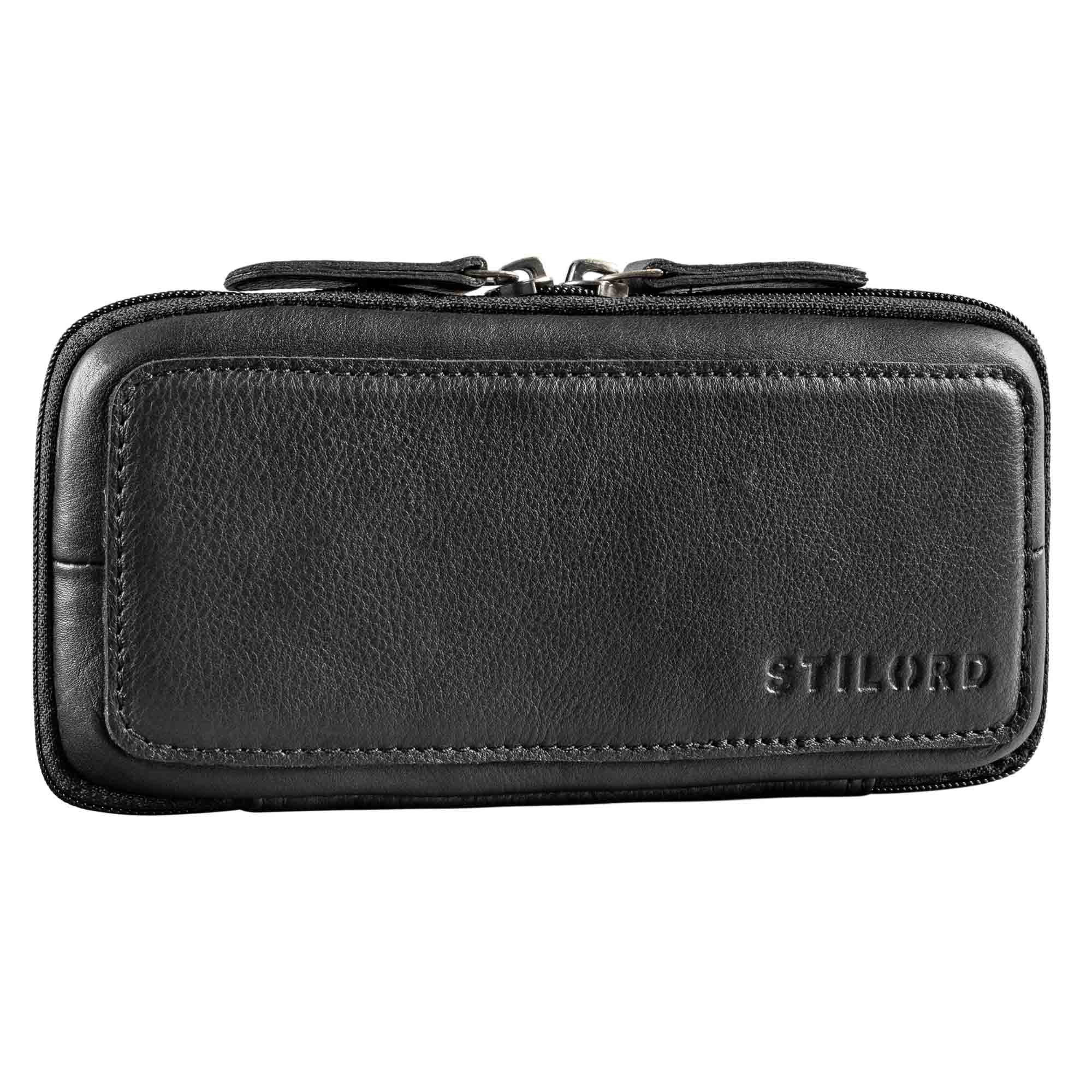 Etui "Scotty" Leder Etui Vintage Hardcase mit Reißverschluss Federmappe