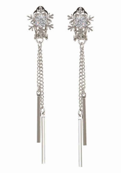 Firetti Paar Ohrclips mit kleiner Schneeflocke, mit Glassteinen