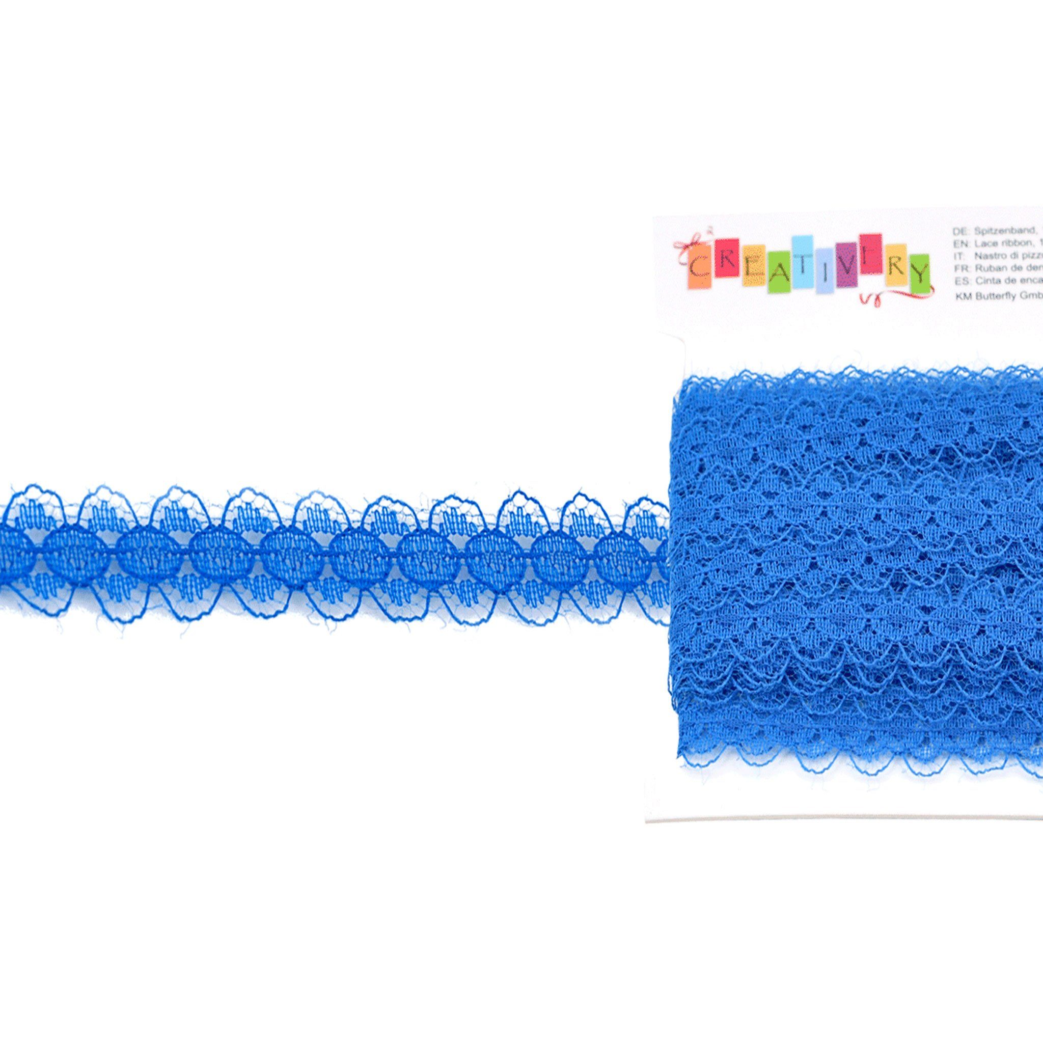 Creativery Borte, Spitzenband 15mm x 10m Blau