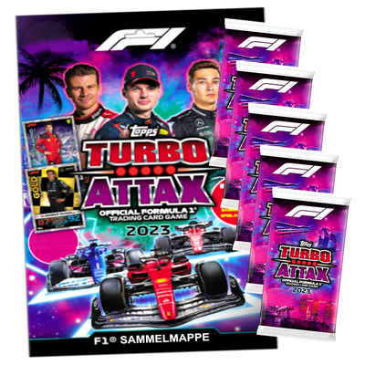 Topps Sammelkarte Topps Turbo Attax Karten Formula 1 - 2023 - 1 Mappe + 5 Booster Sammel, Formula 1 Karten 2023 - 1 Mappe + 5 Booster