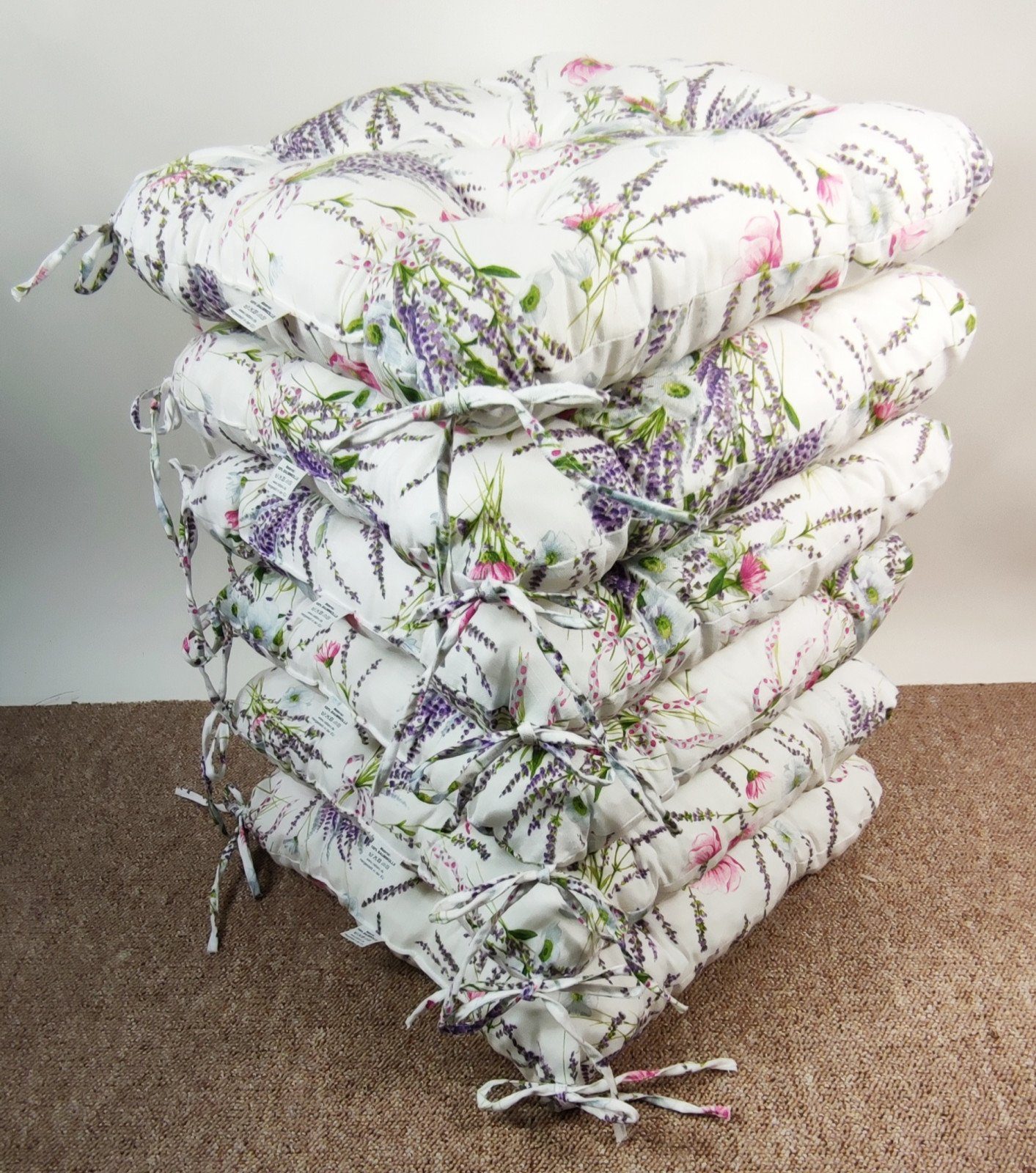 Rattani Sitzkissen Set 6x Stuhlkissen/Sitzkissen Klara 42 x 42 x 8 cm Landh günstig online kaufen