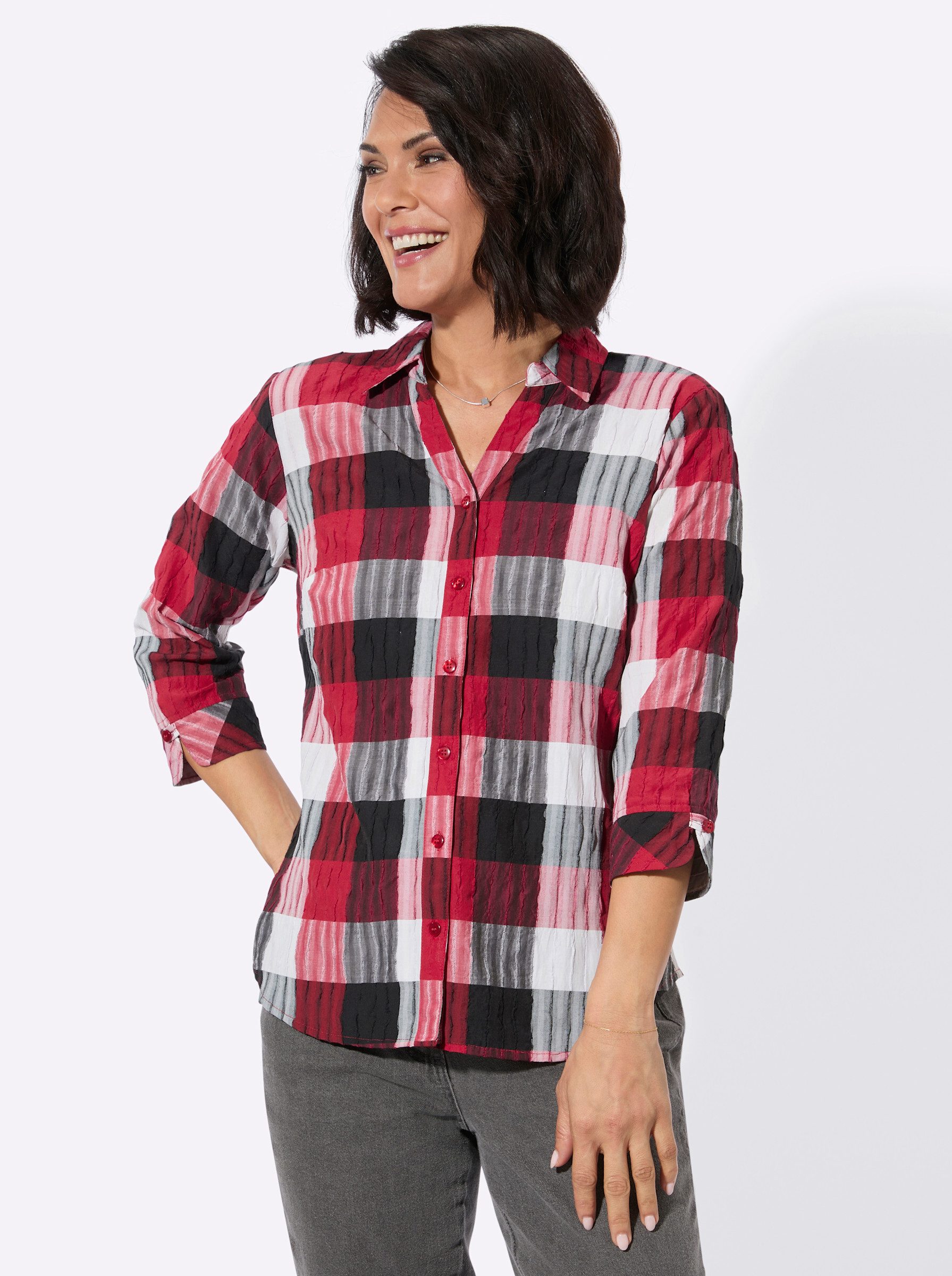 Witt Klassische Bluse Karo-Bluse 3/4-Arm