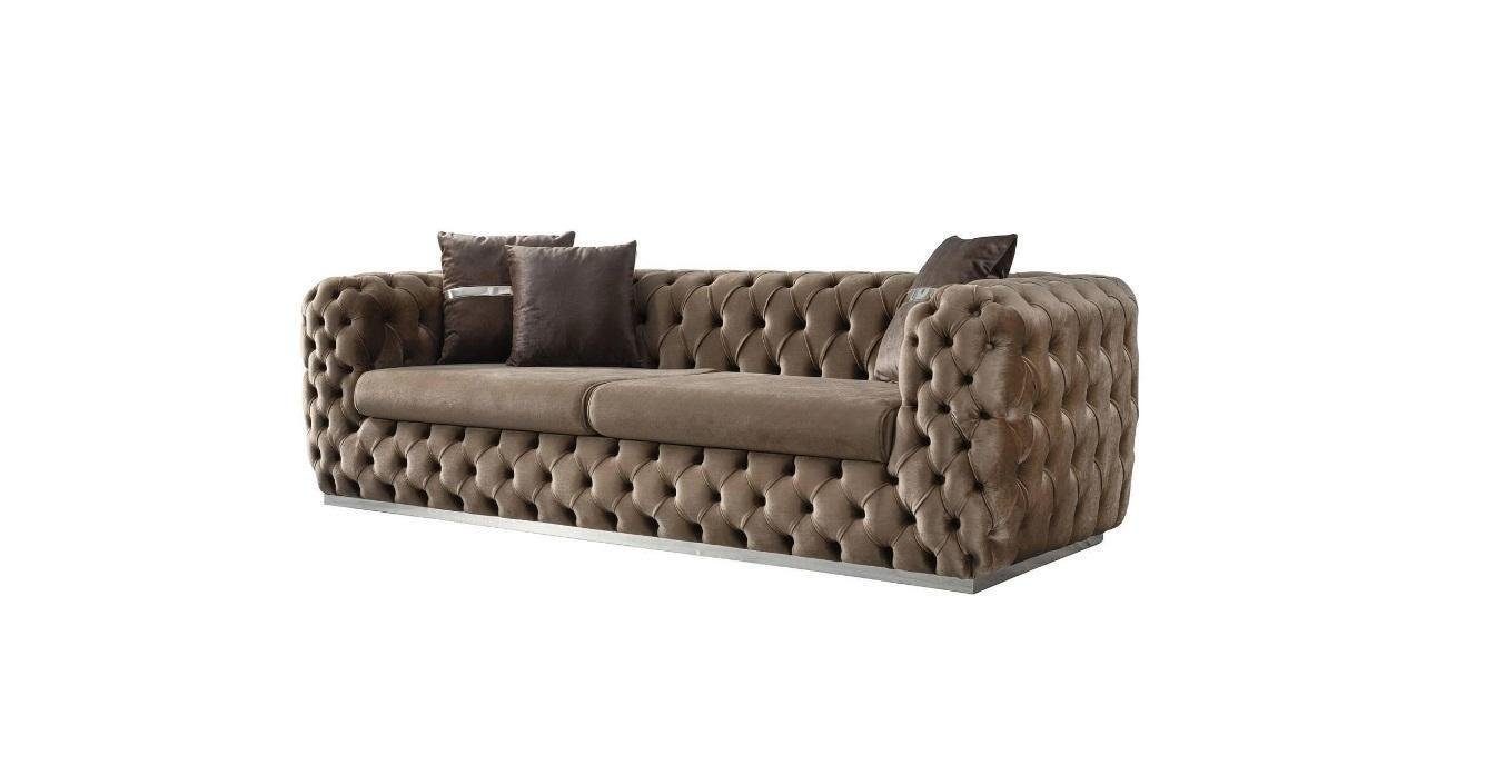 Couch in Polstersofa Textil Teile, Modern, Made Sitzer 1 Sitz Sofa Design Europa 3 3-Sitzer Braun JVmoebel