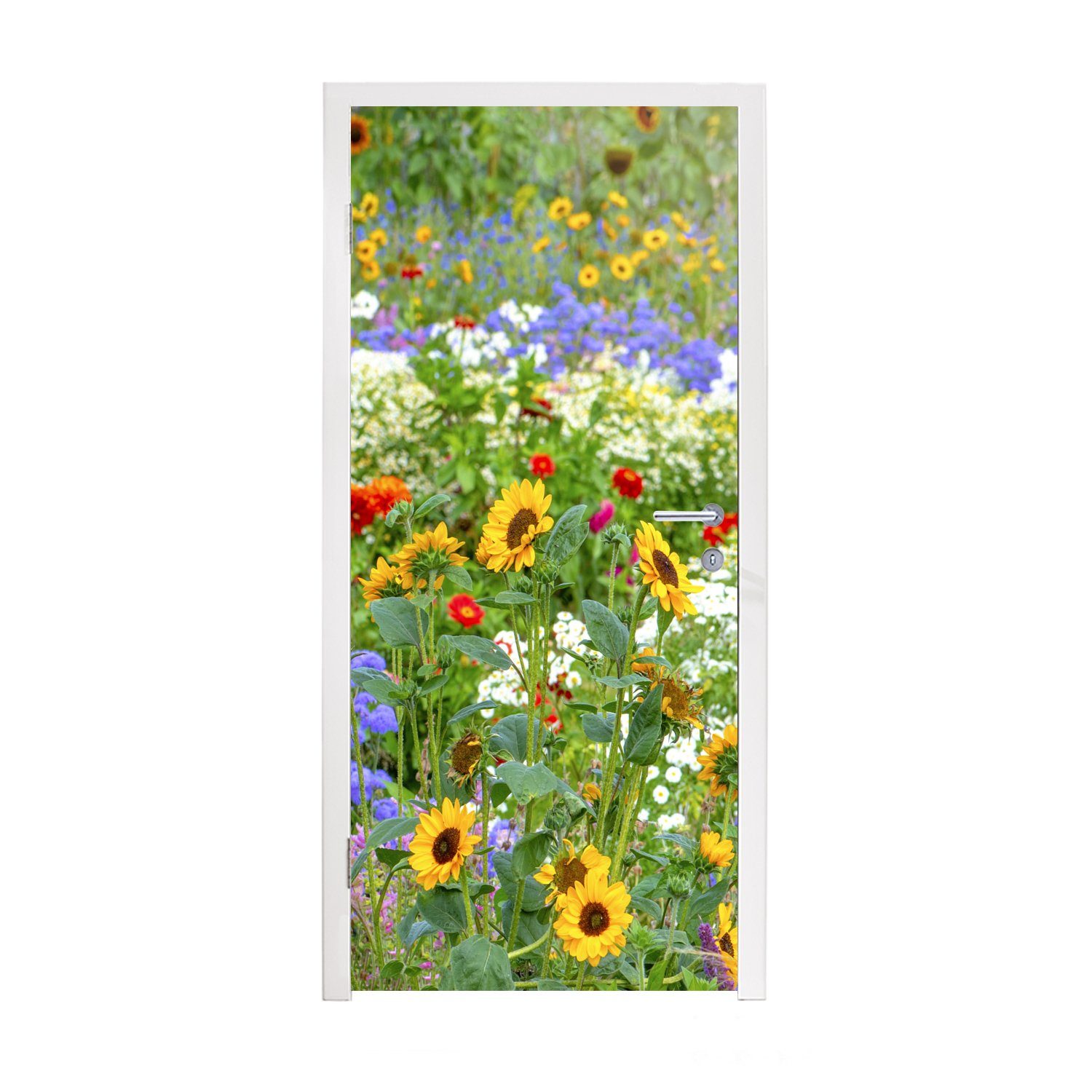 MuchoWow Türtapete mit bedruckt, Blumen, Ziergras verschiedenen cm (1 Tür, für Matt, 75x205 Fototapete Türaufkleber, St)