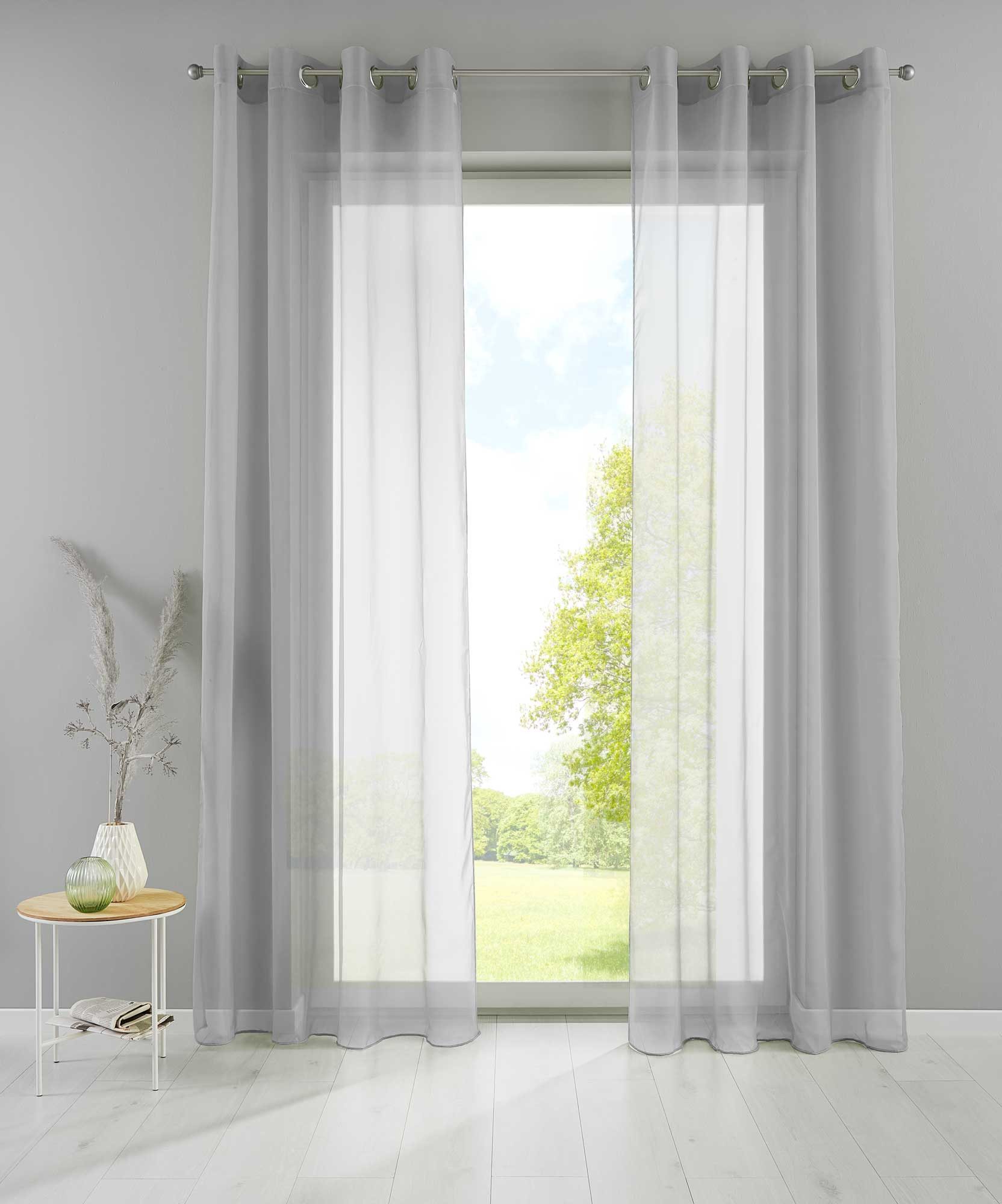 Gardinenbox Gardine, Ösen (2 St), transparent, Voile, 2er Set Transparent »Basel« Bleiband Store 20332TR2