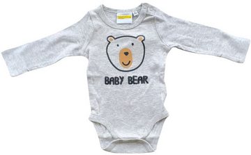 Fashion UK Strampler 2x Baby Body Doppelpack BEAR weiß + hellgrau 3 6 12 18 24 Monate