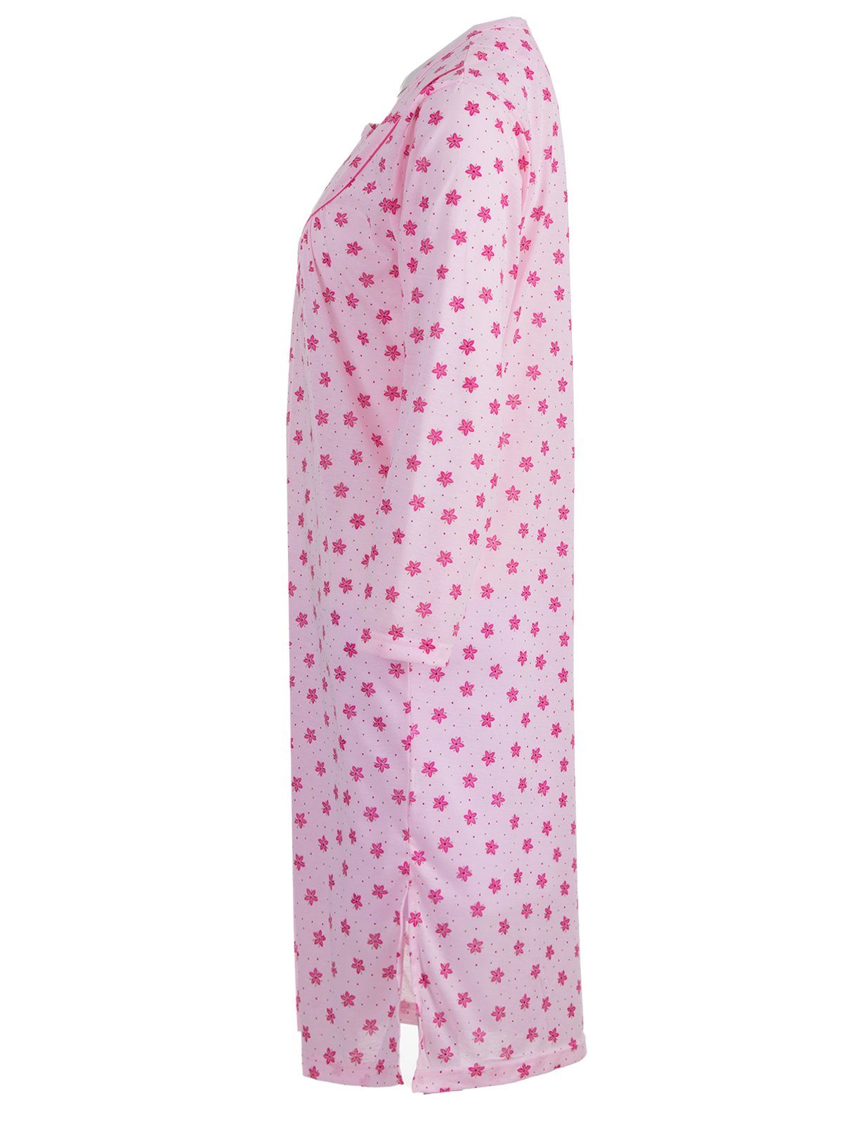 Lucky Nachthemd Nachthemd Langarm - rosa Blüten Pünktchen