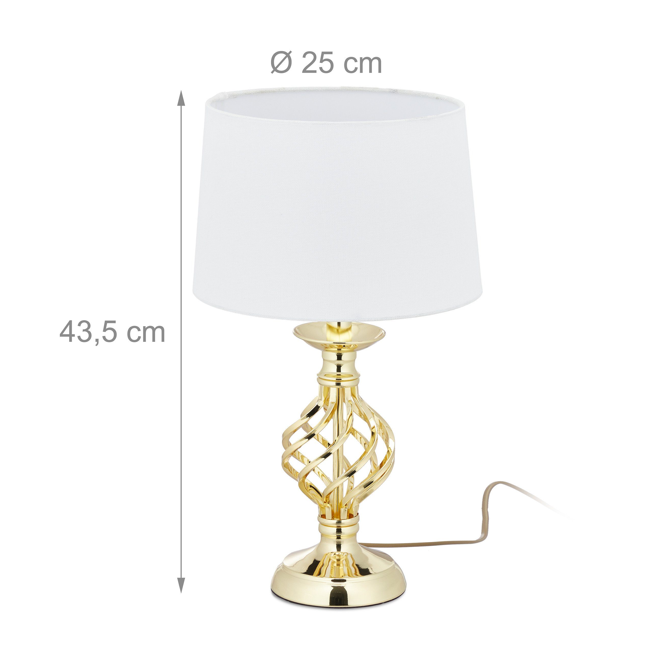 modern Tischleuchte Tischlampe relaxdays Weiß Gold dimmbar, Gold