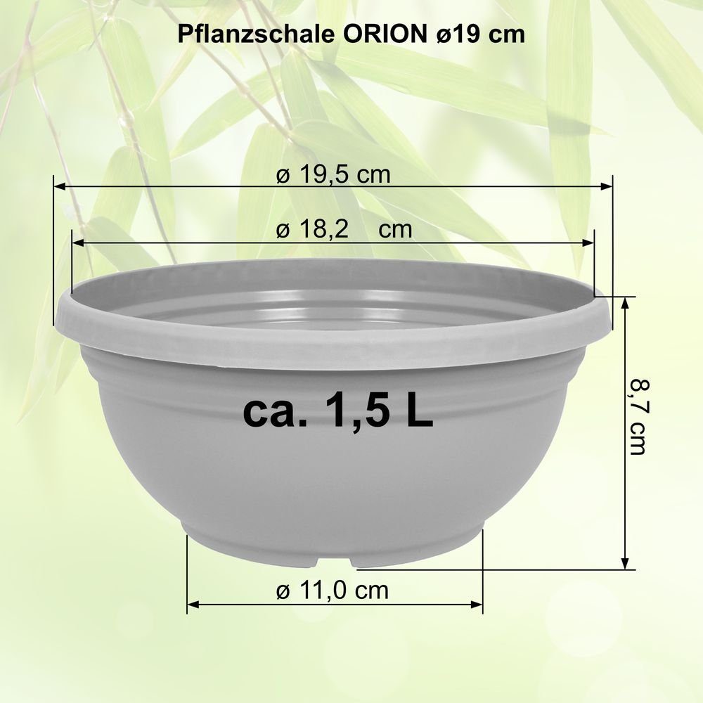 Heimwerkercenter Pflanzschale Pflanzschale 3 mit wetterfest Bodenloch Terrakotta, Kunststoff ø19 Stück UV-beständigem cm, ORION aus - MePla