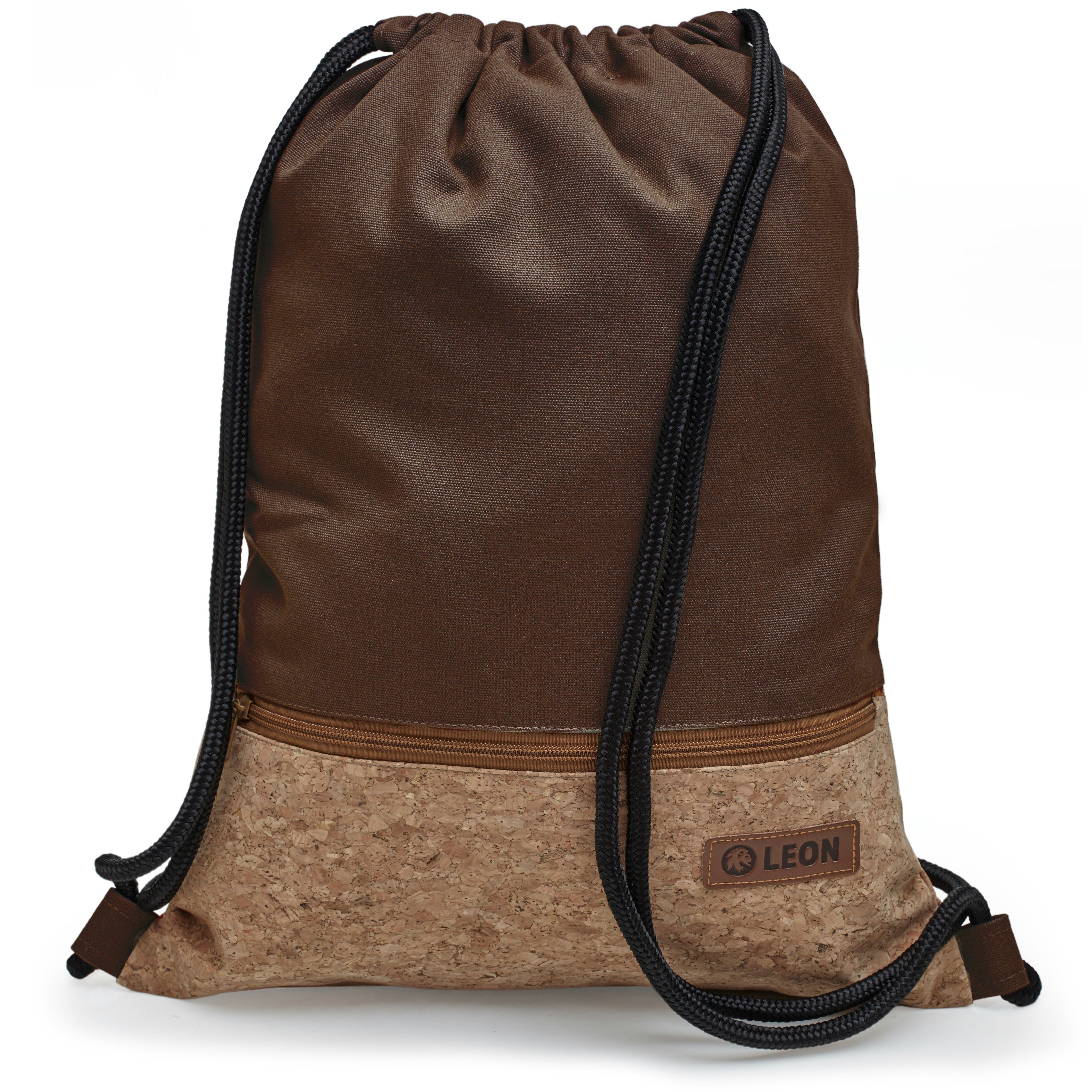 By Bers Turnbeutel Leon By Bers Turnbeutel Beutelrucksack Freizeitrucksack (Tagesrucksack Beutelrucksack Freizeitrucksack für Strand Sport Festival Freizeit Alltag Einkauf aus Baumwolle Innentasche Schlüsselband), robuste hochwertige Baumwolle, bestens verarbeitet