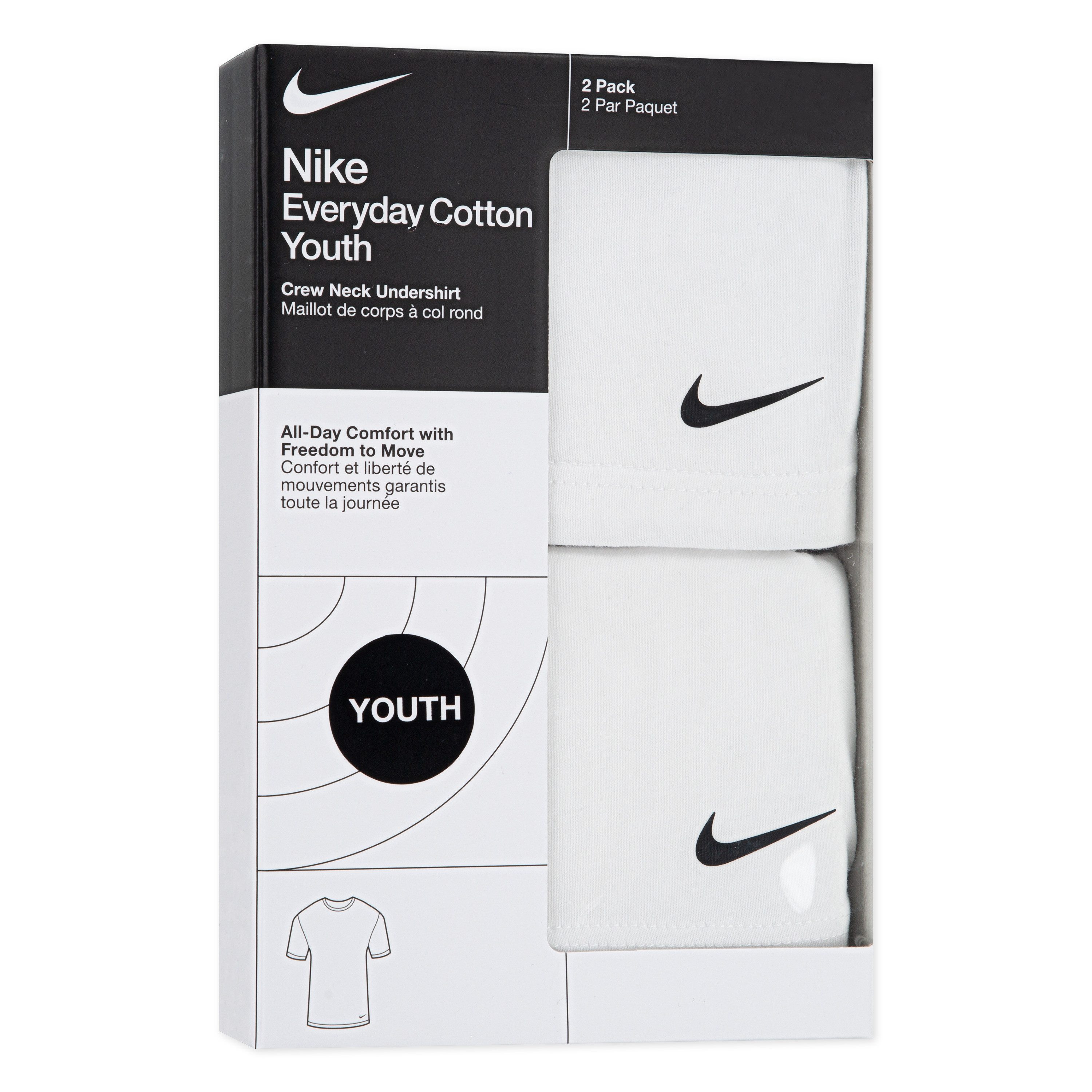 Nike Sportswear T-Shirt NHB BOYS 2PK CREW UNDERSHIRT (2-tlg) für Kinder, 2er-Pack, aus Baumwolle und Polyester