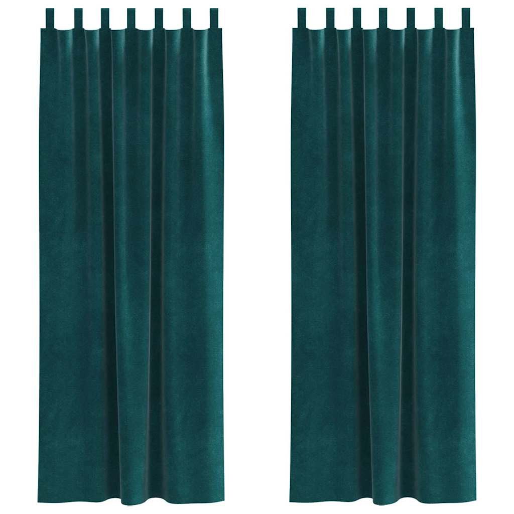 vidaXL Vorhang Verdunkelungsvorhänge 2 pcs Dunkelgrün 140 x 225 cm Samt (2 St), Samt