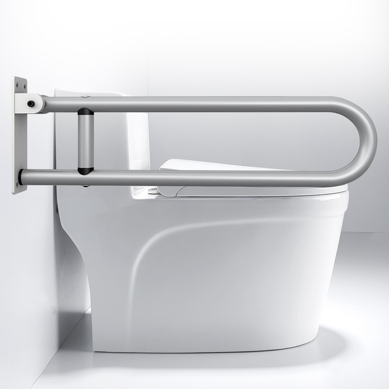 TWSOUL WC-Aufstehhilfe Badezimmer Toilette Aluminium Handlauf Booster, belastbar bis 120 kg, Länge 60cm