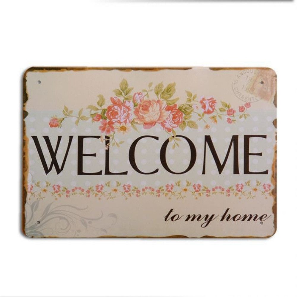 Metallbild Metallschild WELCOME 30x20cm Vintage Schild im Retro-Design