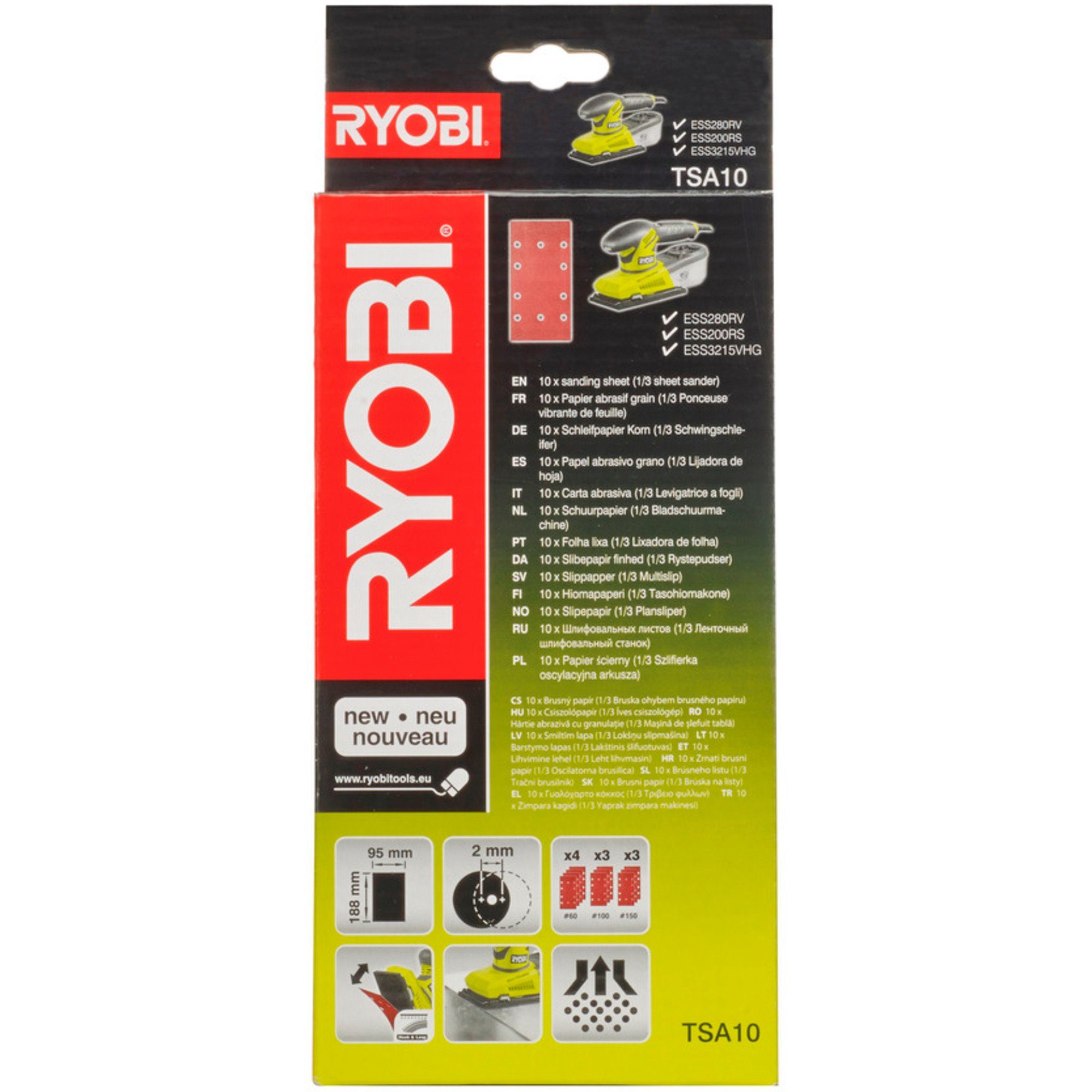 Ryobi Schleifpapier Ryobi Schleifblatt-Set TSA10, 10-teilig