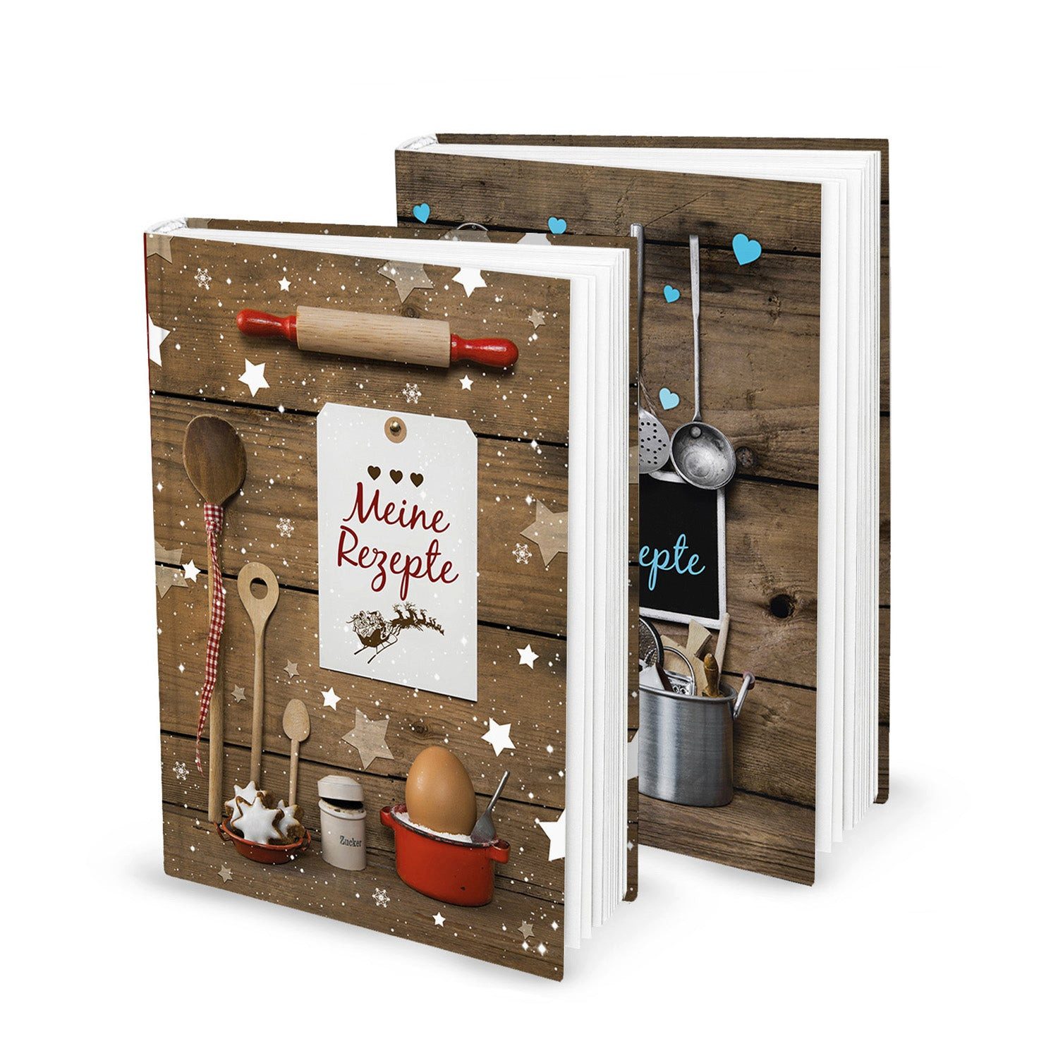 Logbuch-Verlag Dekofigur Geschenk-SET 2 x DIN A5 Rezeptbuch Kochbuch Backbuch zum