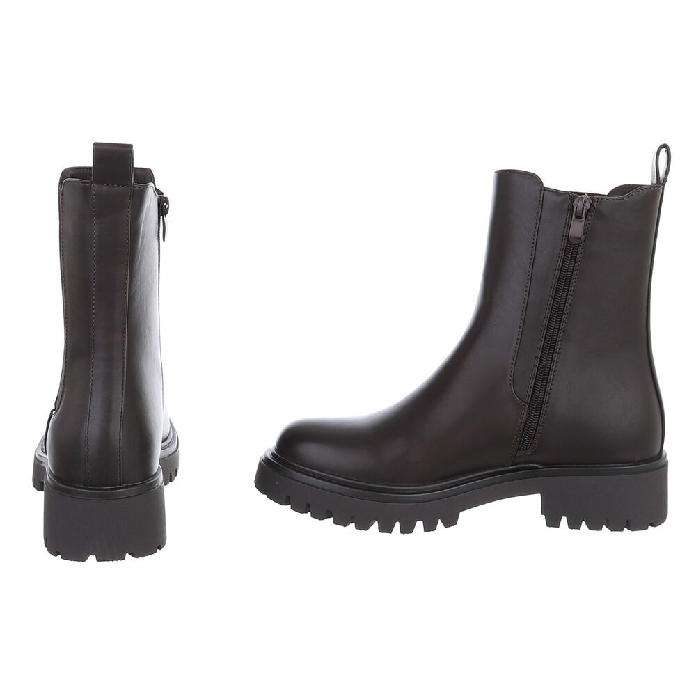 Ital-Design Damen Chelsea Boot Chunky mit Profilsohle Plateaustiefelette (92392483) Blockabsatz Stiefeletten in Braun – Bild 5 von 5