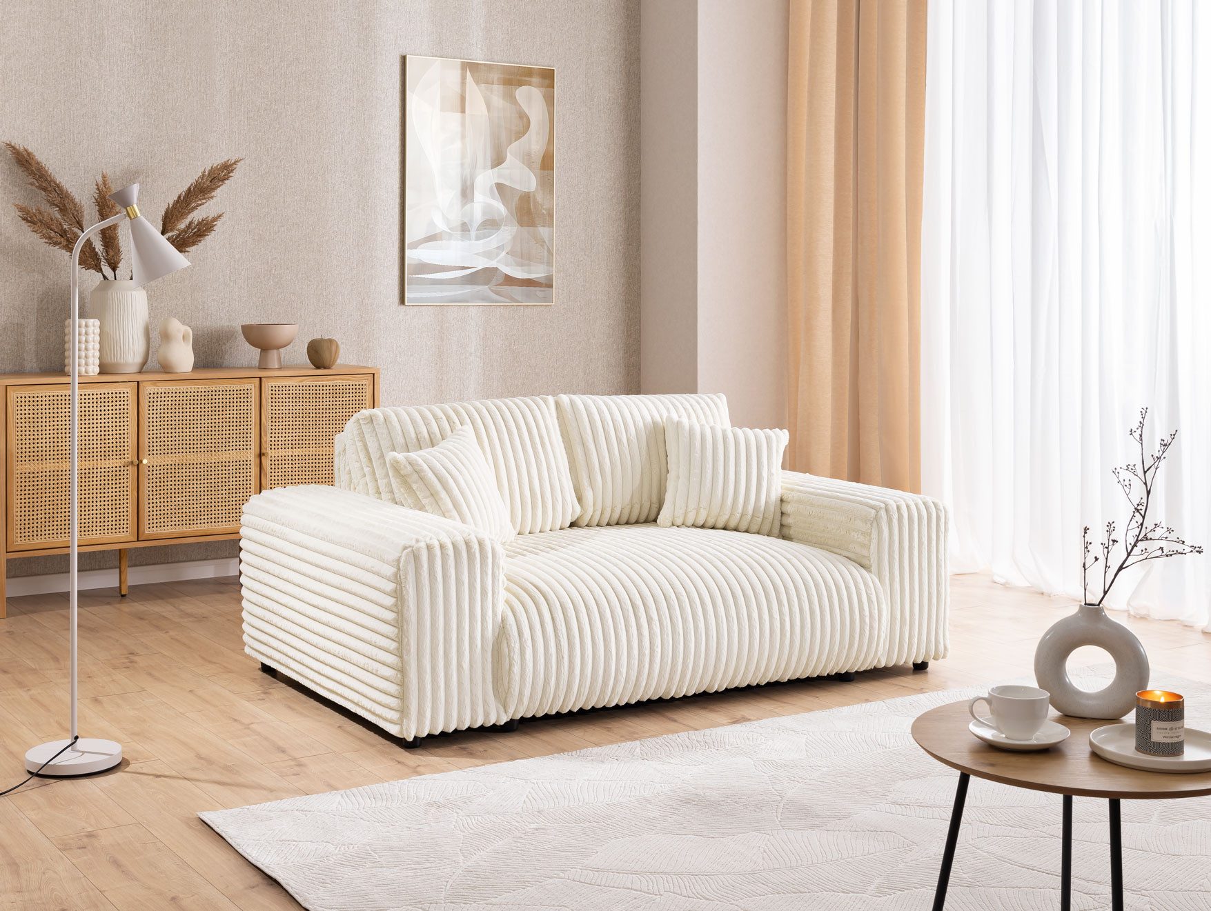 S-Style Möbel Polstergarnitur 2+1 Mollis aus Plüschcord mit schöner Sitzkomfort, Couchgarnitur
