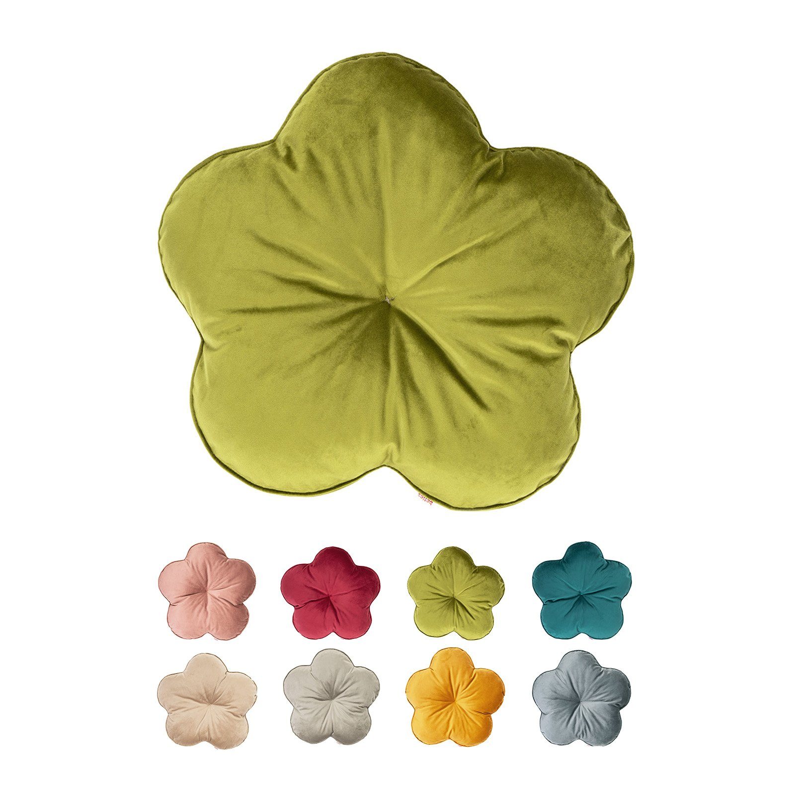 Kissen Kissen, Samt&Sonders, beties mai-grün Dekokissen Besonderes gefülltes Blumenkissen, rund,